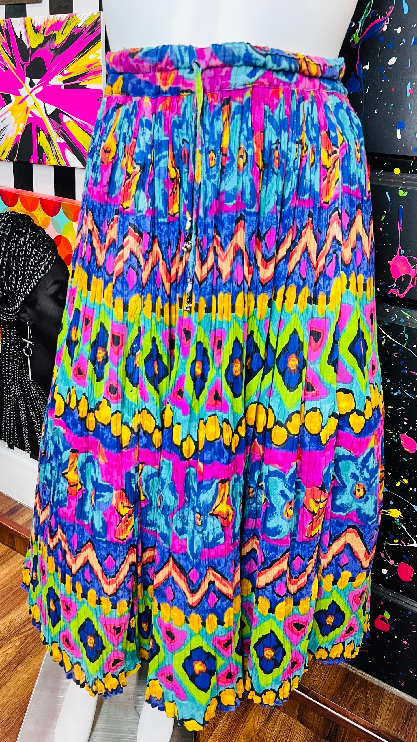 Vintage Rayon Vibrant Skirt (OS)