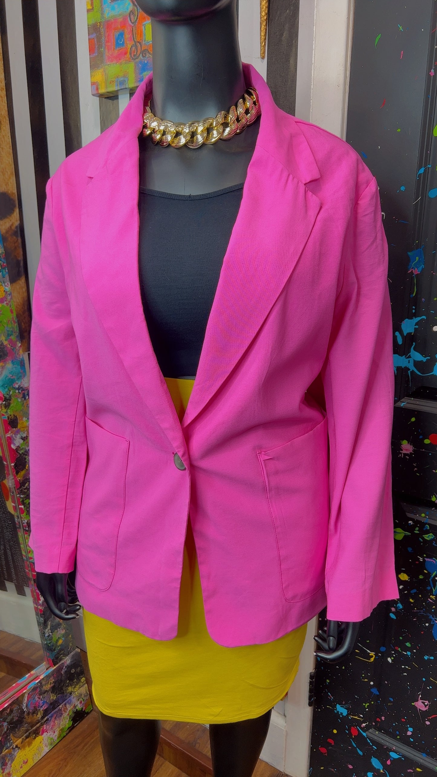 Vintage Inspired Pink Oversized Blazer (24)