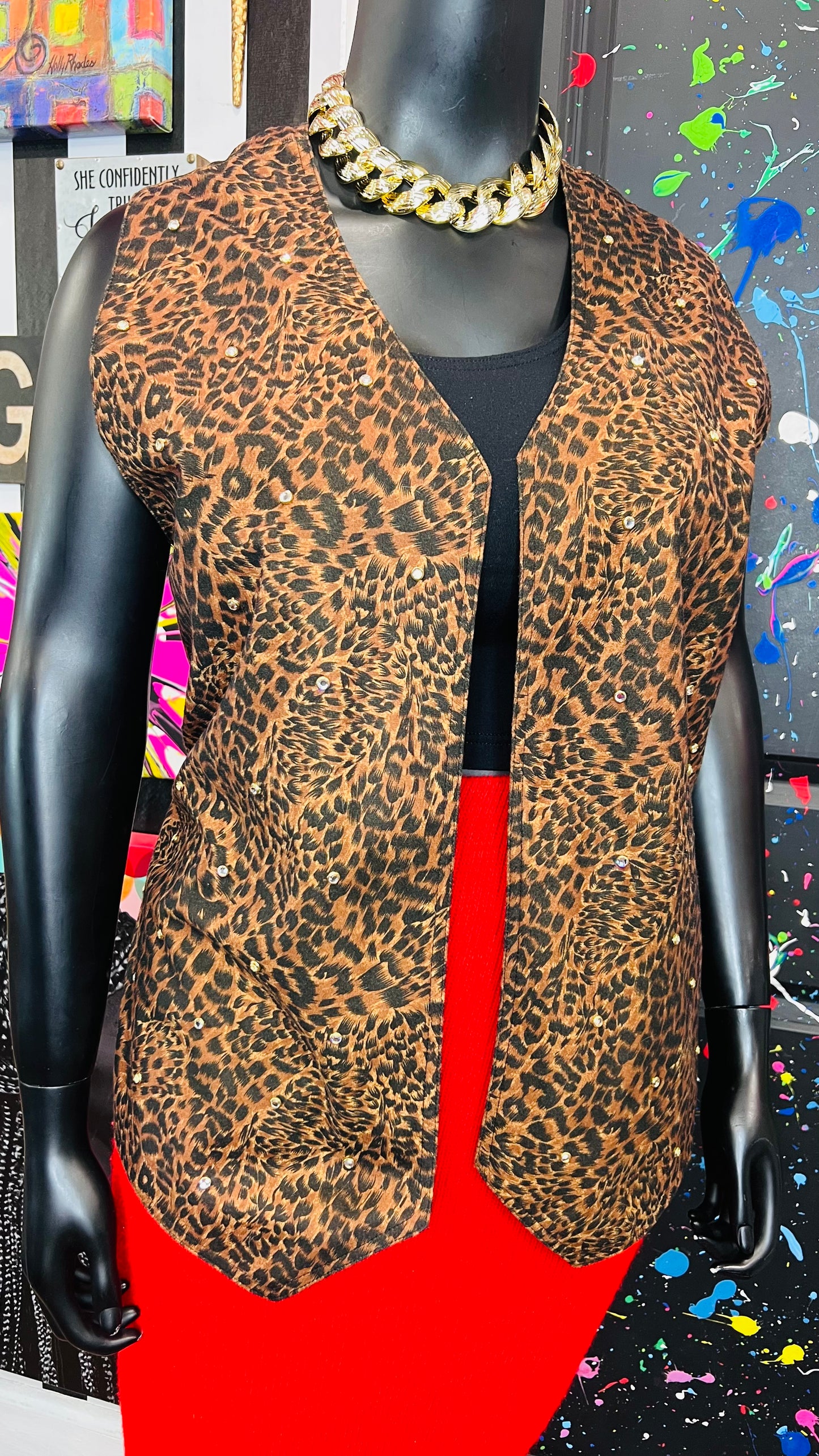 Vintage Studded Animal Print Vest (22)
