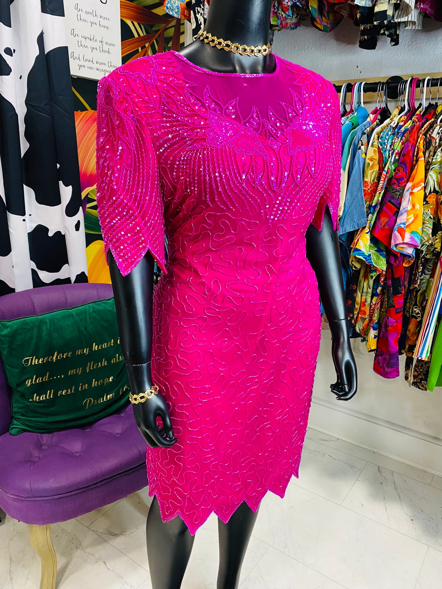 Vintage Pink Sequin Dress