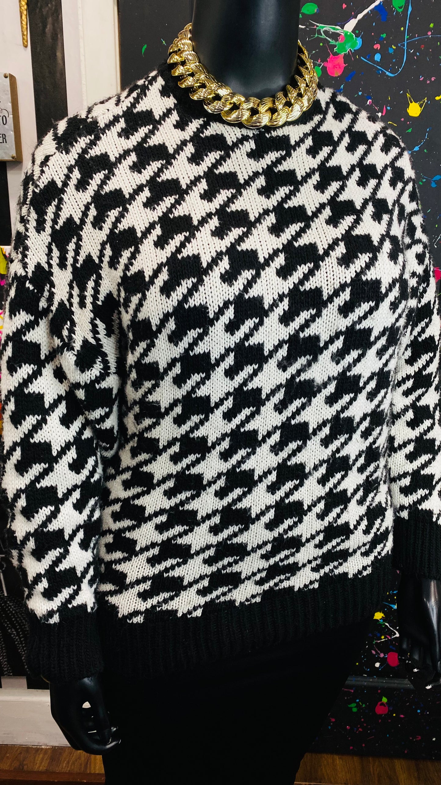 Zara Black & White Houndstooth Sweater (18/20)