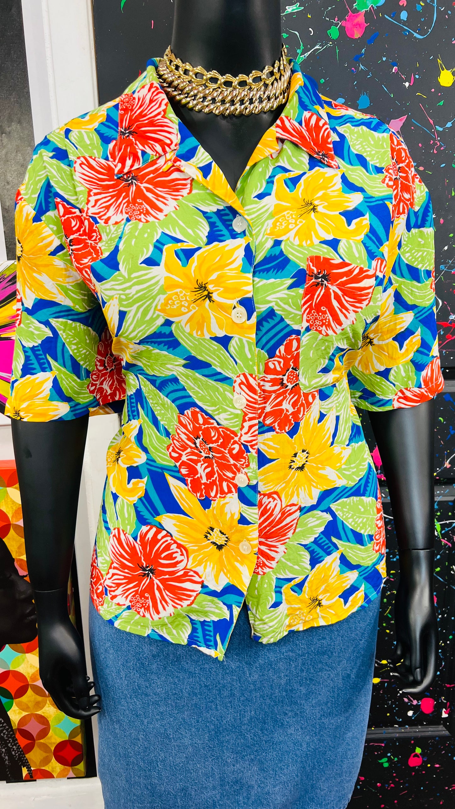 Vintage Silk Tropical Blouse (22)