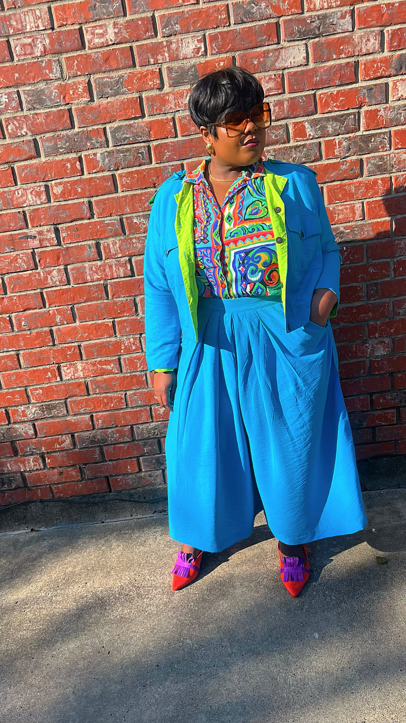 Vintage 2pc Reversible Gauchos Set