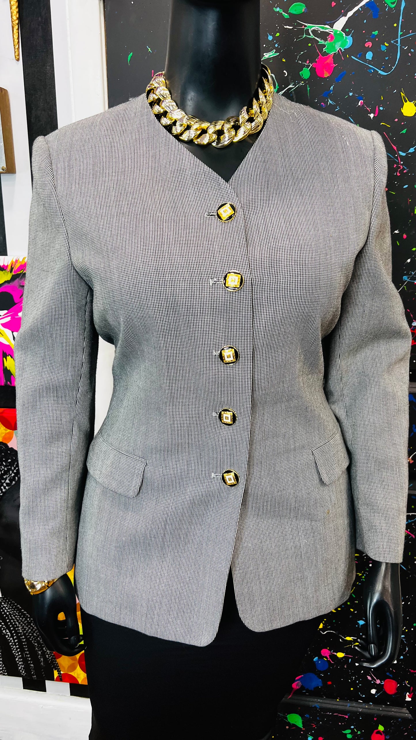 Vintage Black & White Pin Striped Blazer (16)