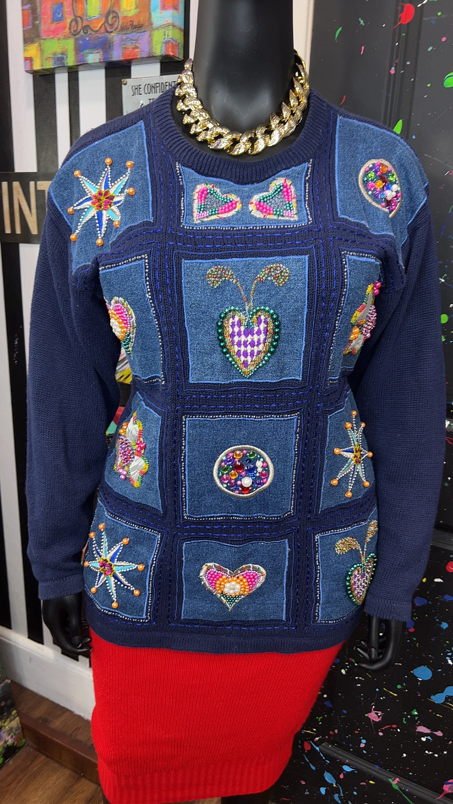 Vintage Knit Beaded Sweater (22)