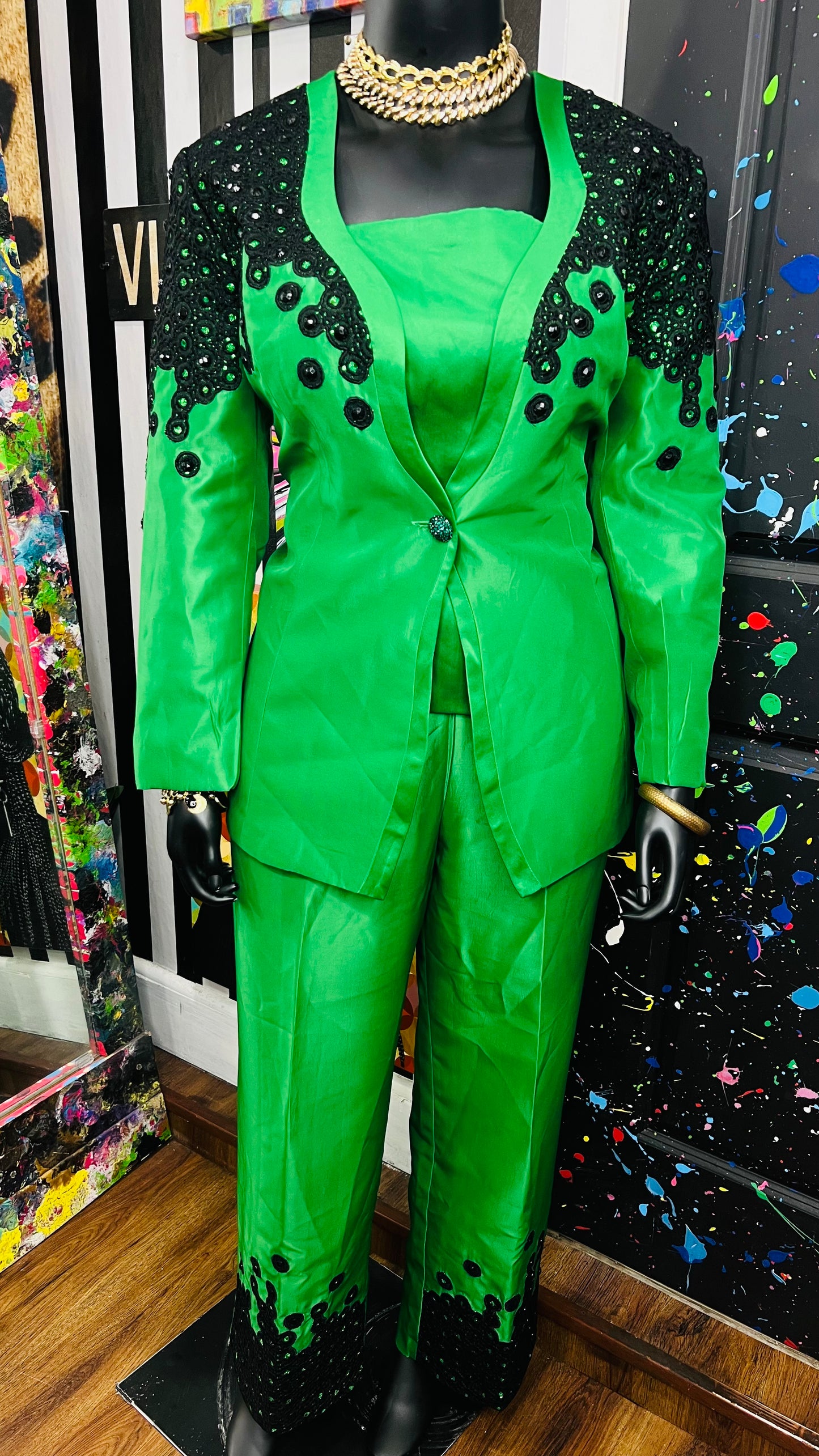 Vintage Green & Black Suit (22)