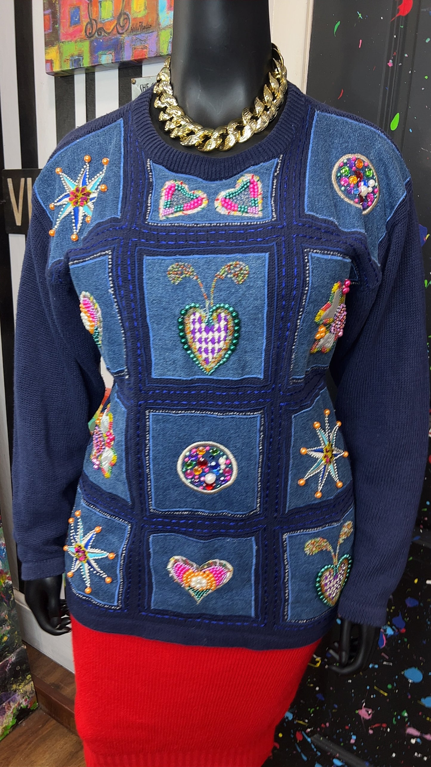 Vintage Knit Beaded Sweater (22)