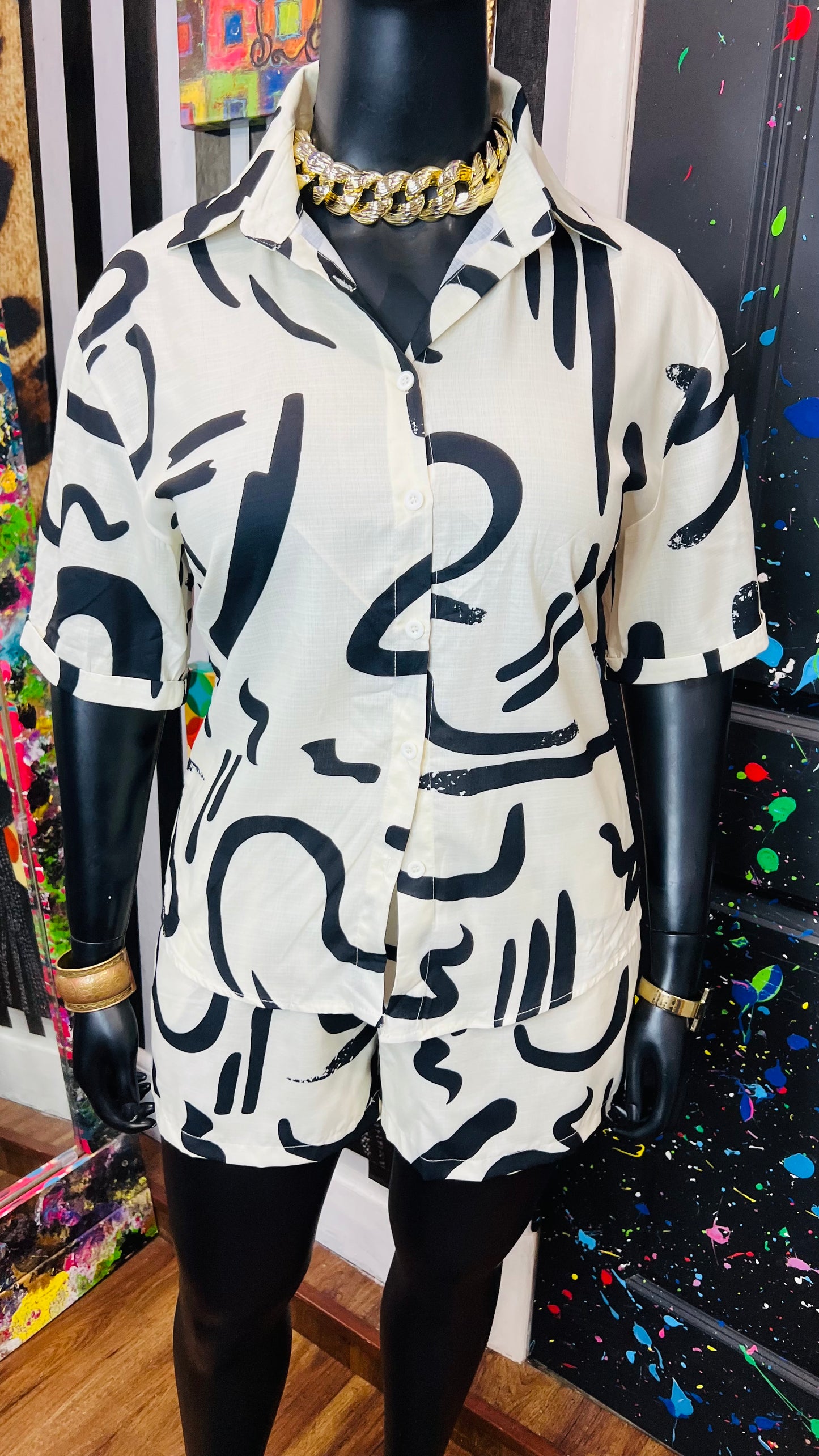 Vintage Inspired Shorts Set - Black & White (14)