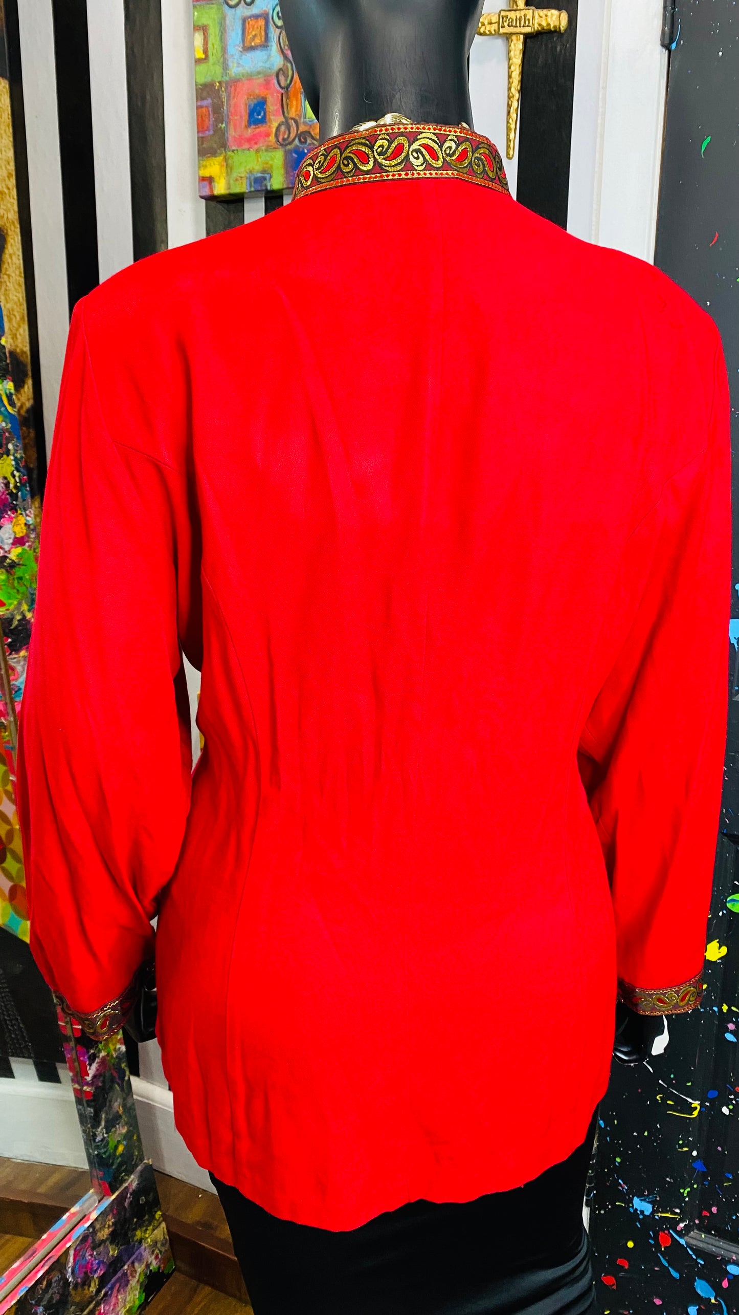 Vintage Red & Gold Long Sleeve Blouse (20)