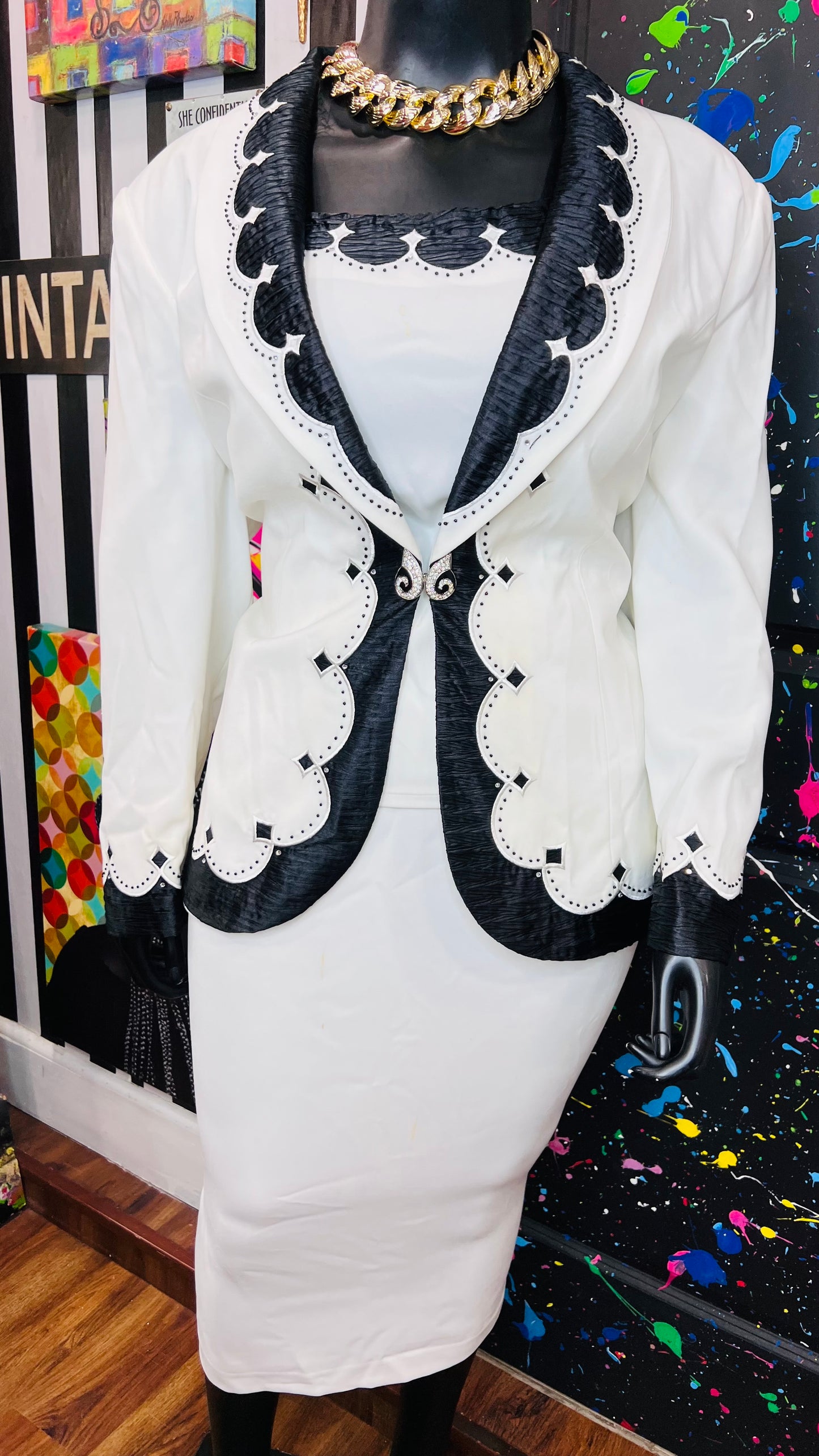 Vintage Black & White Skirt Set (22)