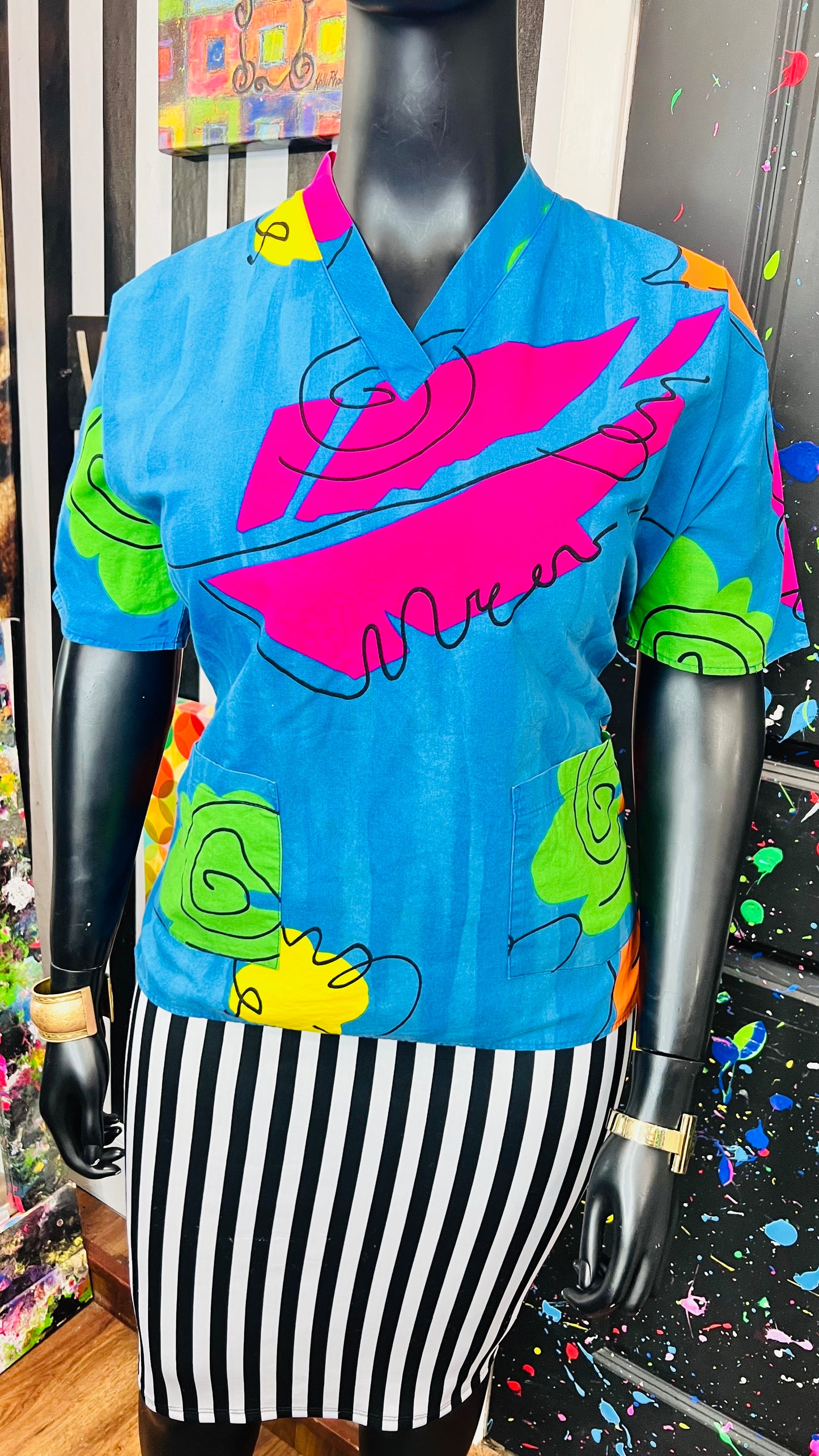 Vintage Abstact Scrub Blouse (14)