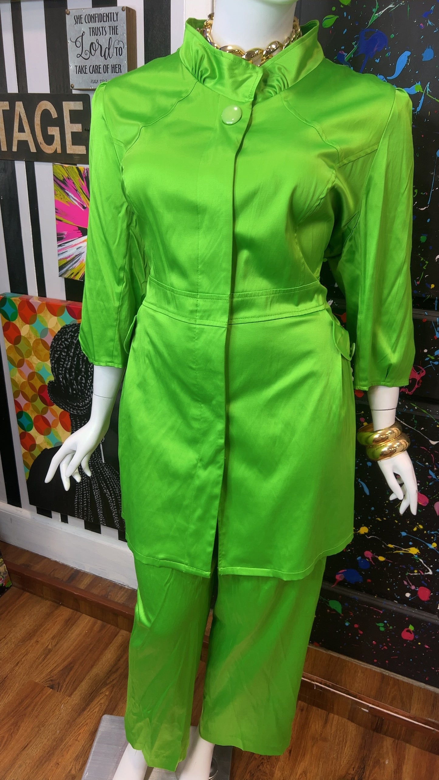 Vintage Vibrant Green Pants Set (24)