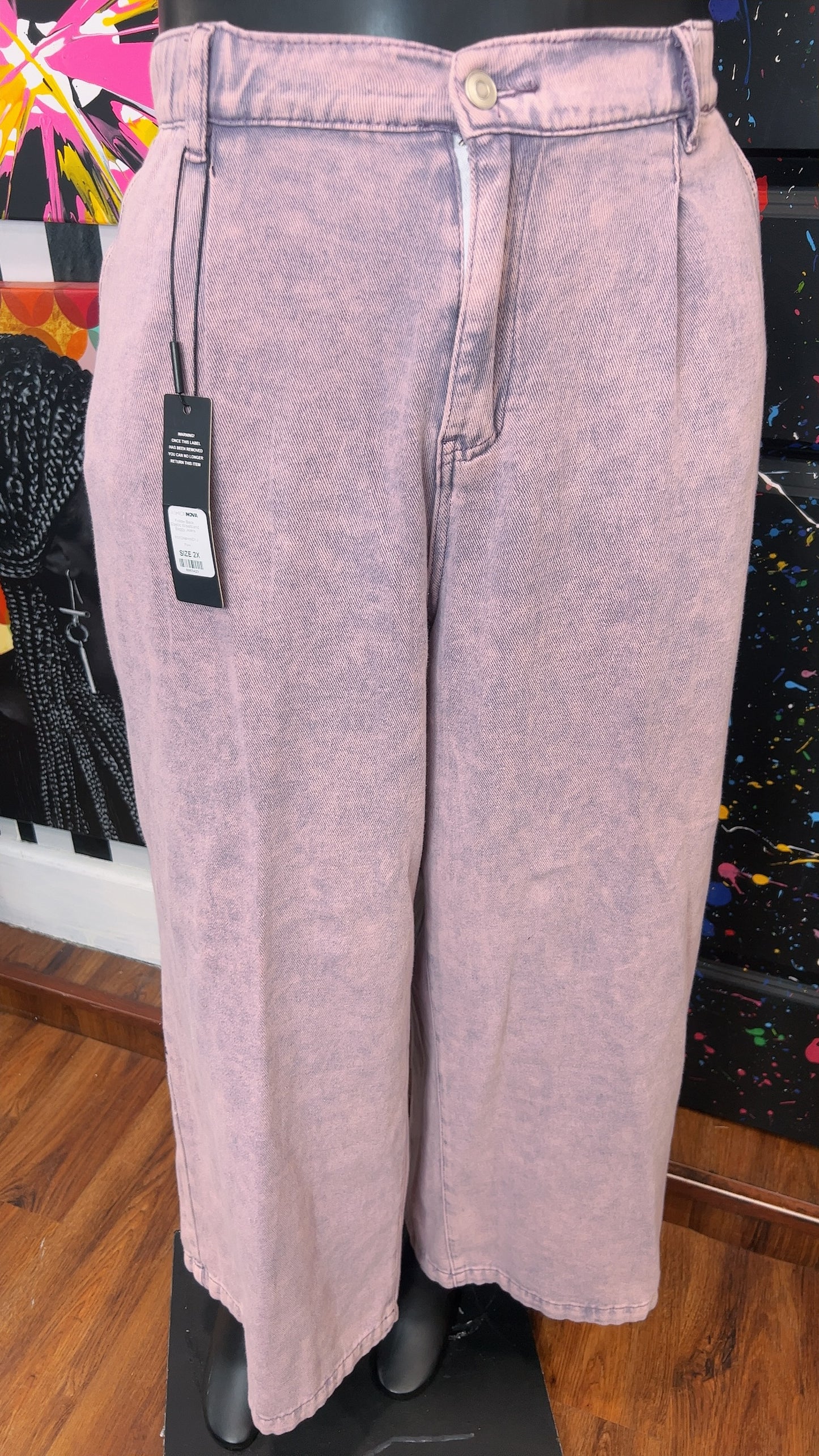 Wide Leg Purple Pleated Stonewash Jeans New w/Tags (16)