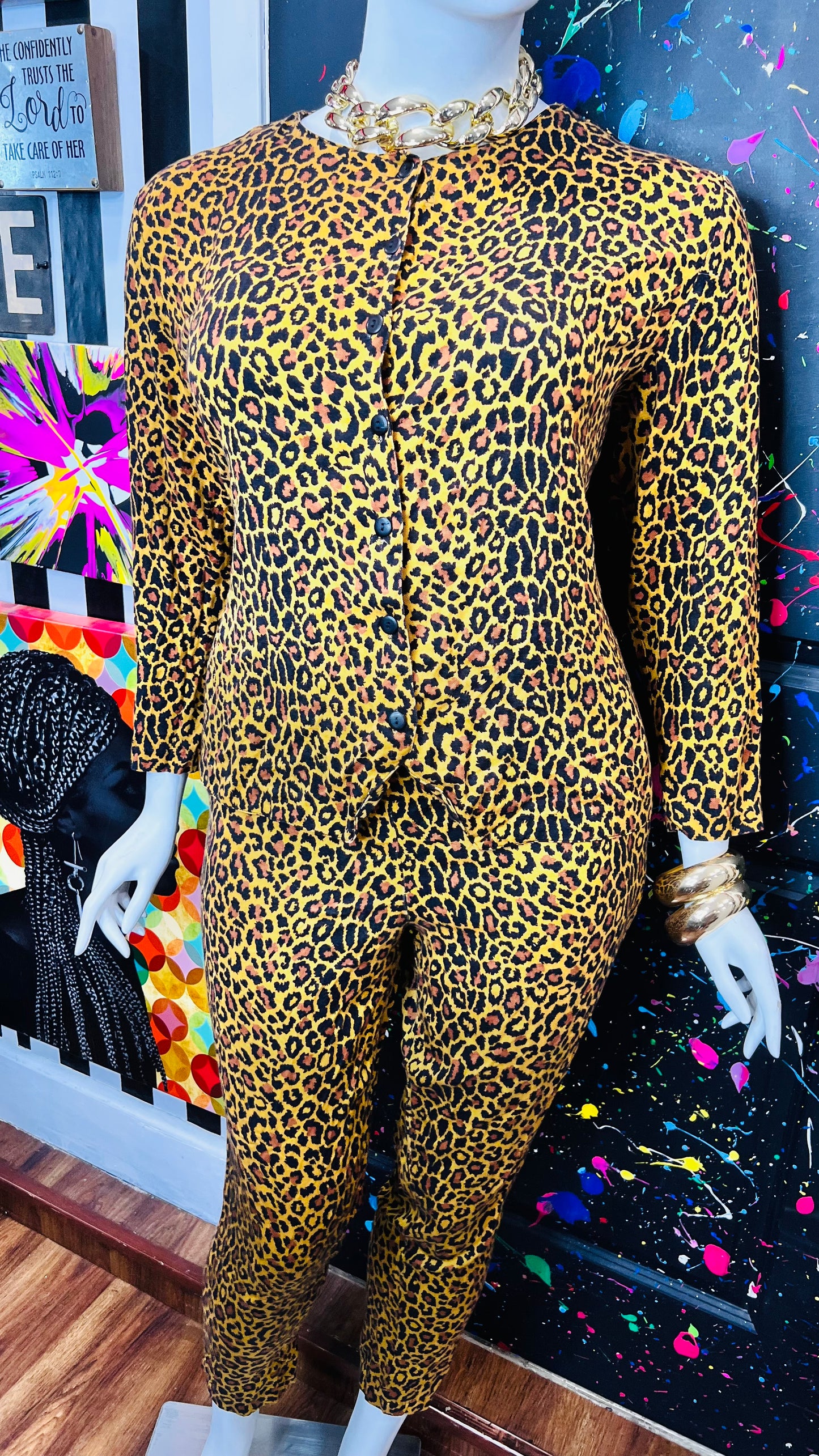 Vintage Rayon Cheetah Pants Set (18)