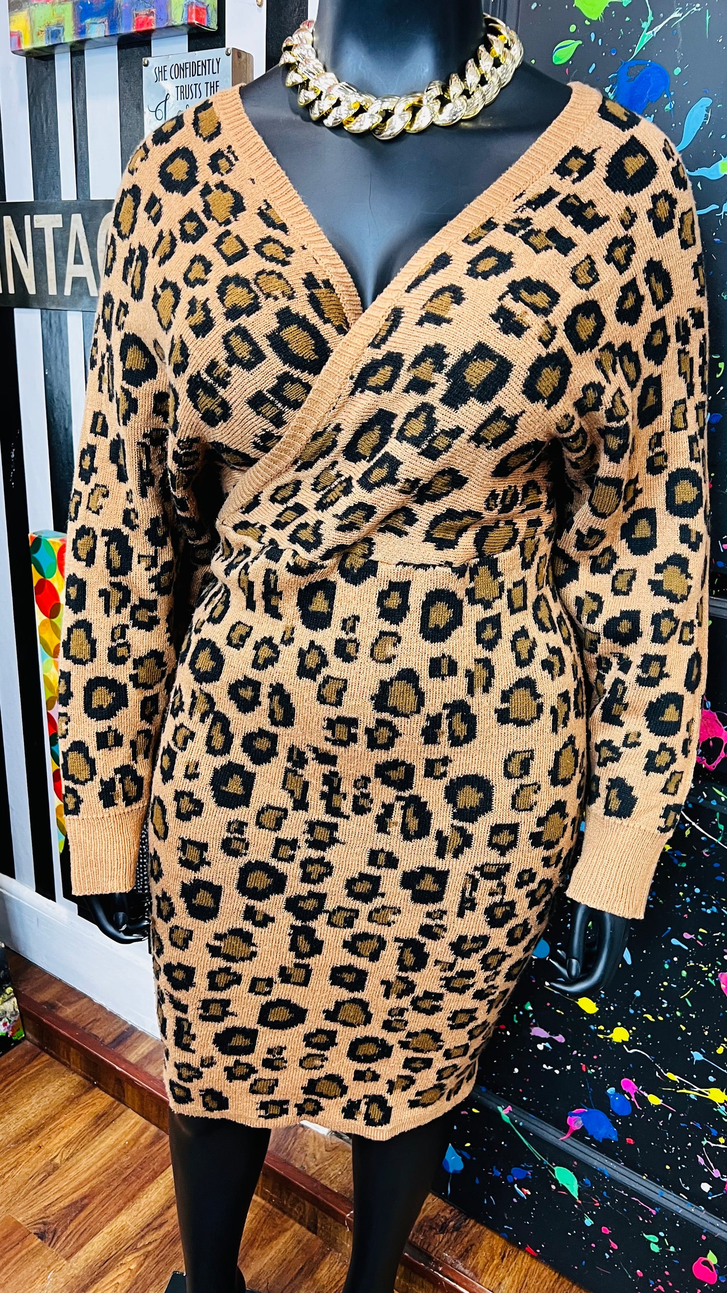Vintage Inspired Knit Cheetah Dress (20)