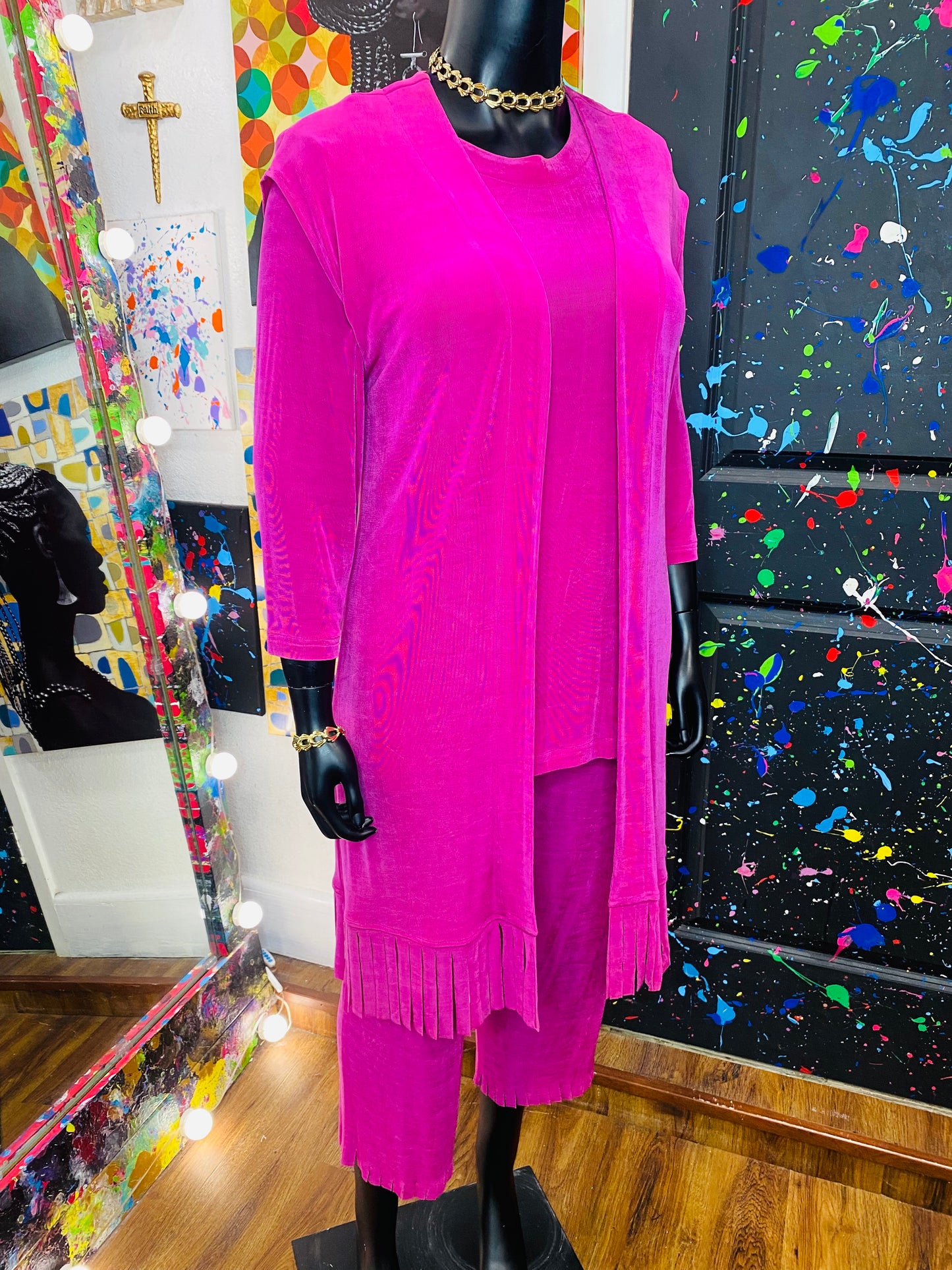 Vintage 3pc Pink Gaucho Set