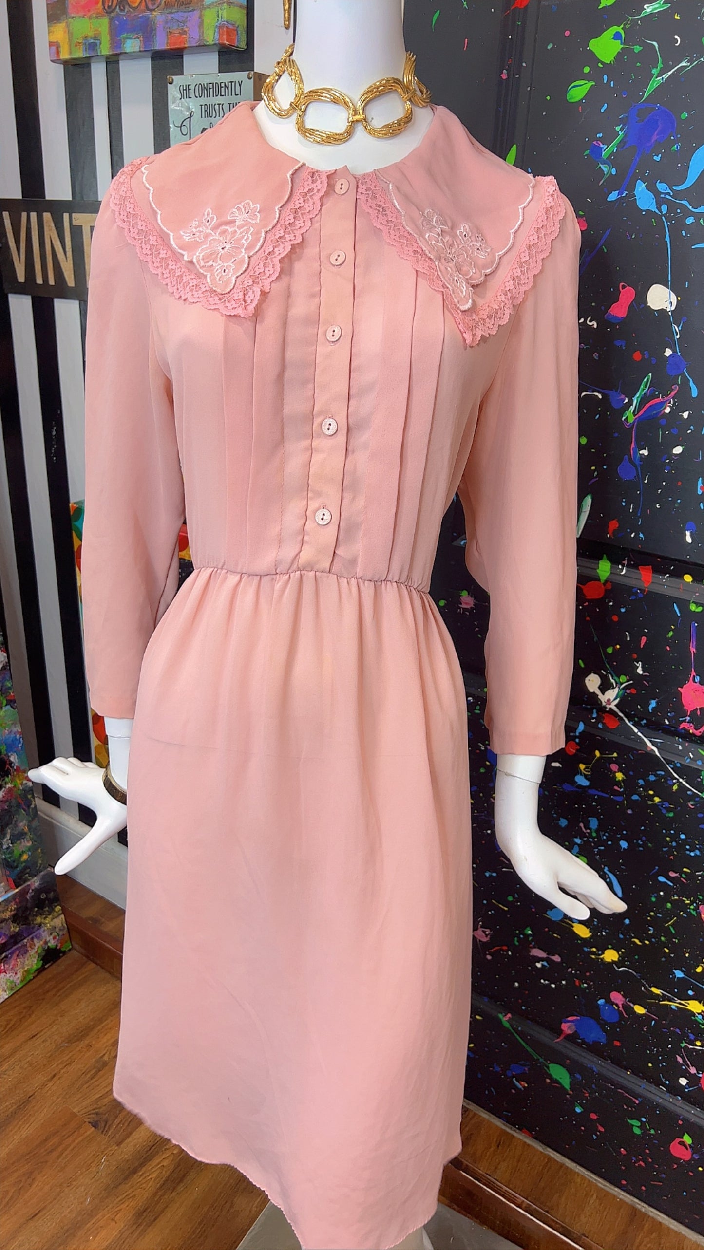 Vintage Blush Pink Dress (14)