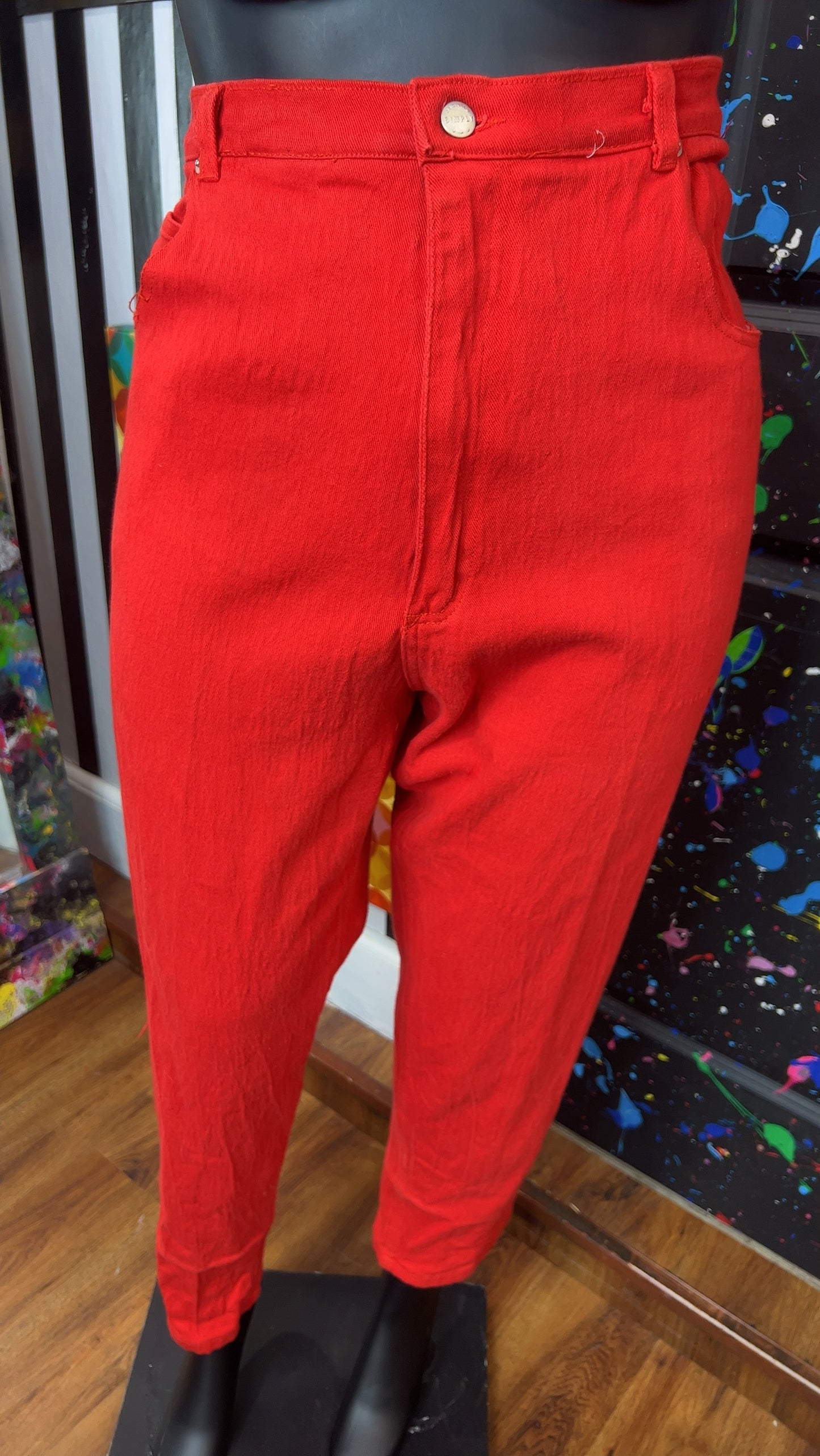 Vintage Red Jeans- Does Stretch (22)