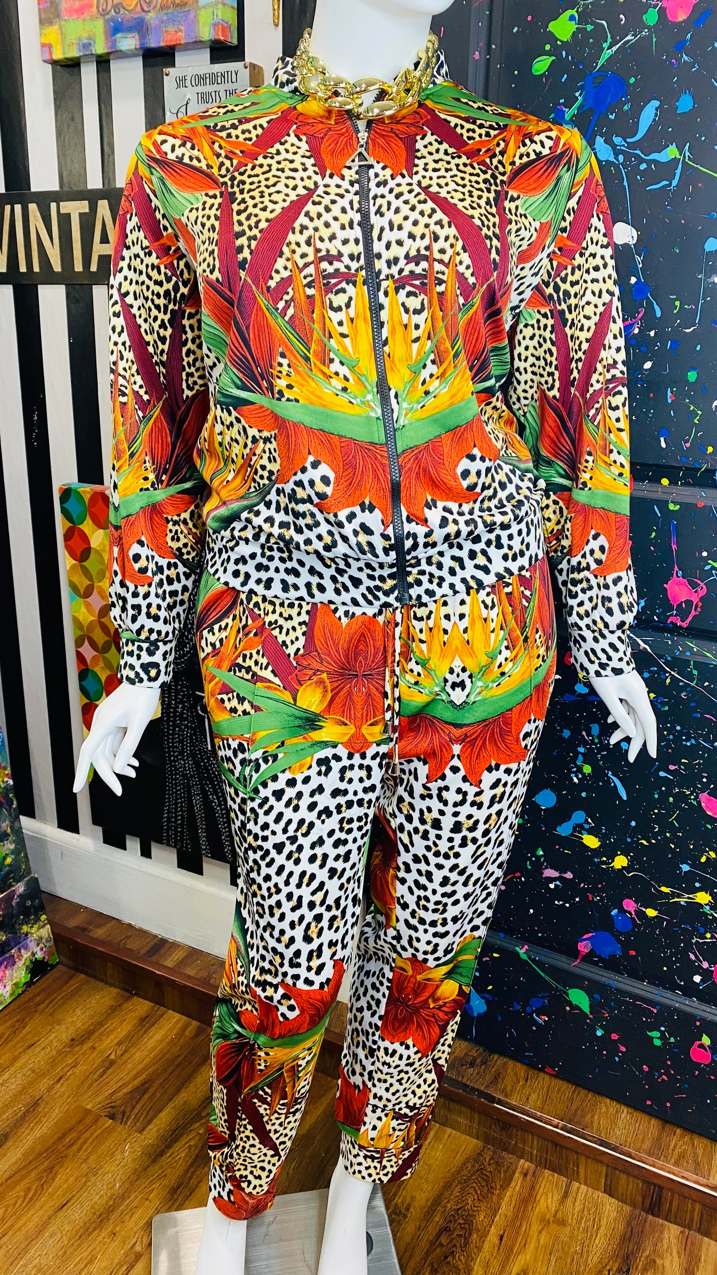 Ashley Stewart Tropical & Animal Print Jogging Suit (22/24)