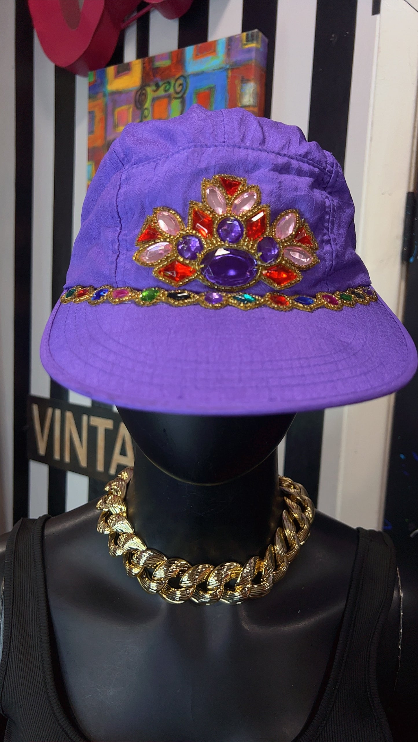 Vintage Purple Jeweled Ball Cap