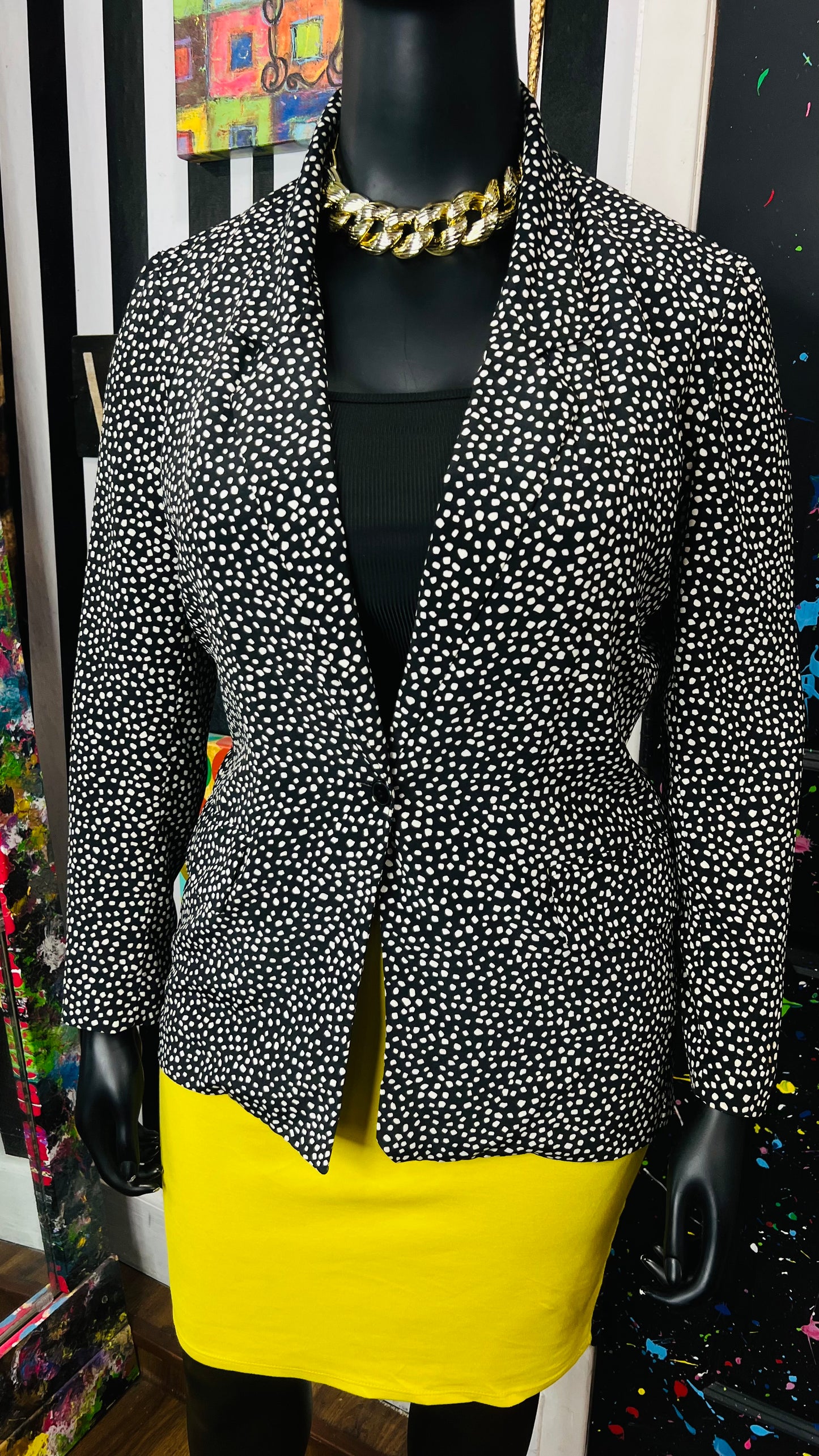 Vintage Black & White Polka Dot Blazer (14)