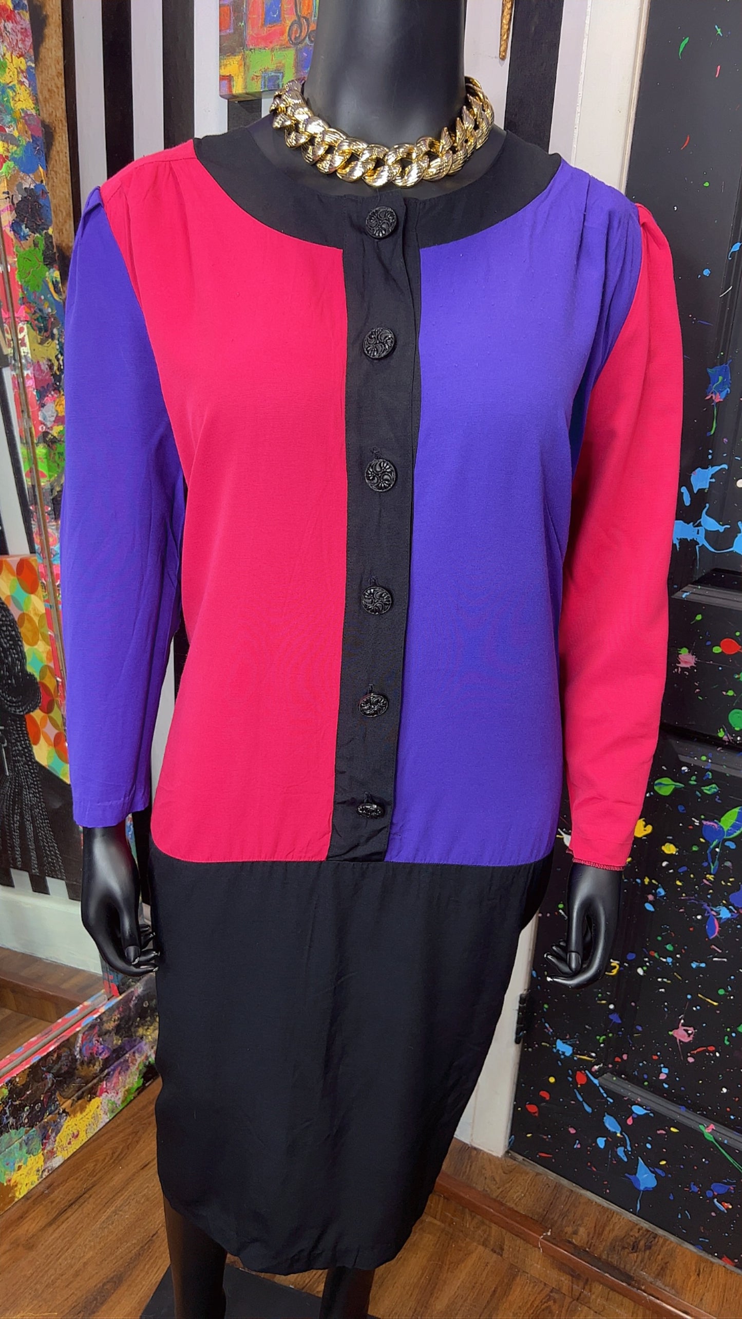 Vintage Color Block Dress (24)