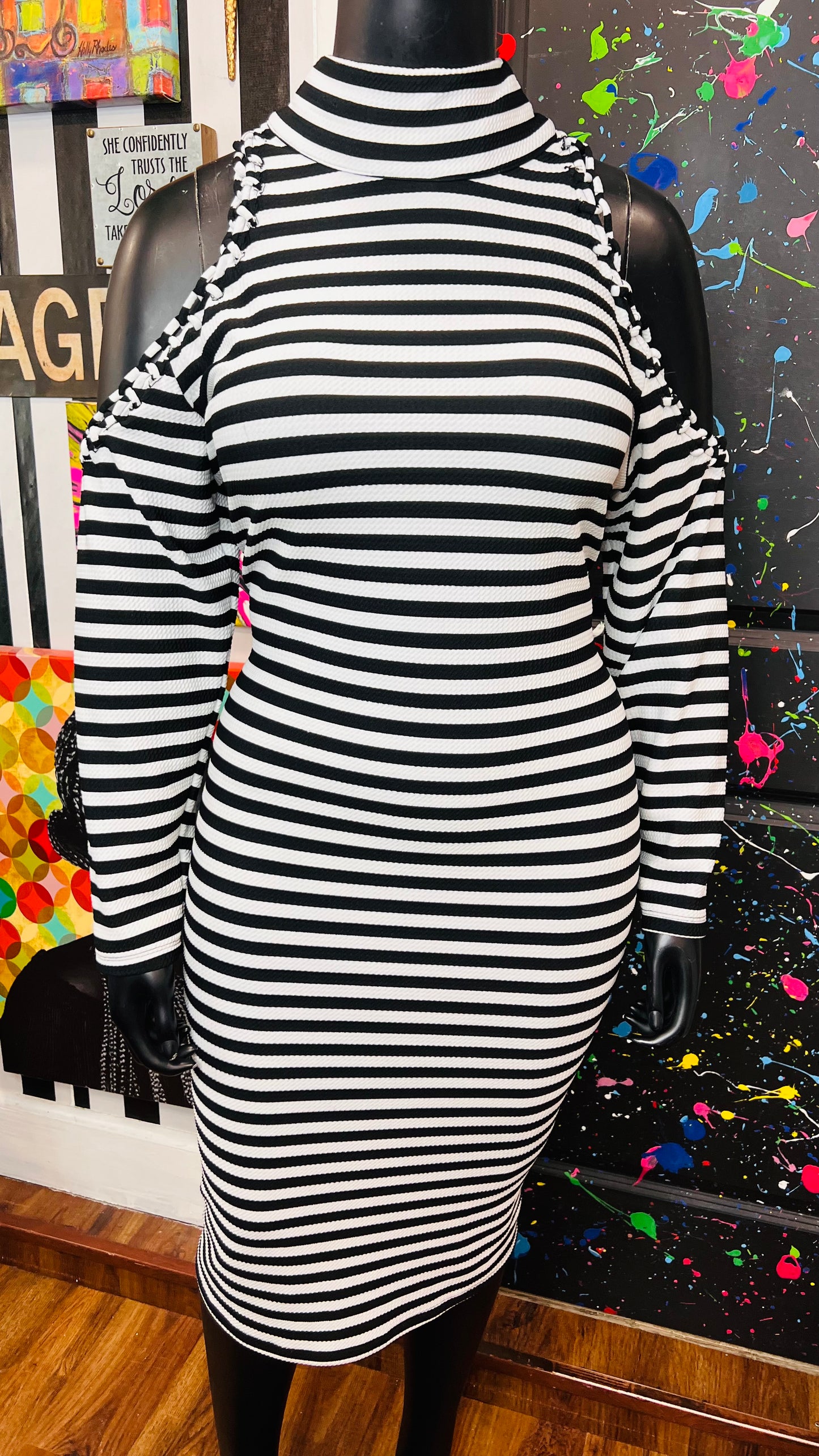 Ashley Stewart Striped Open Shoulder Dress (18/20)