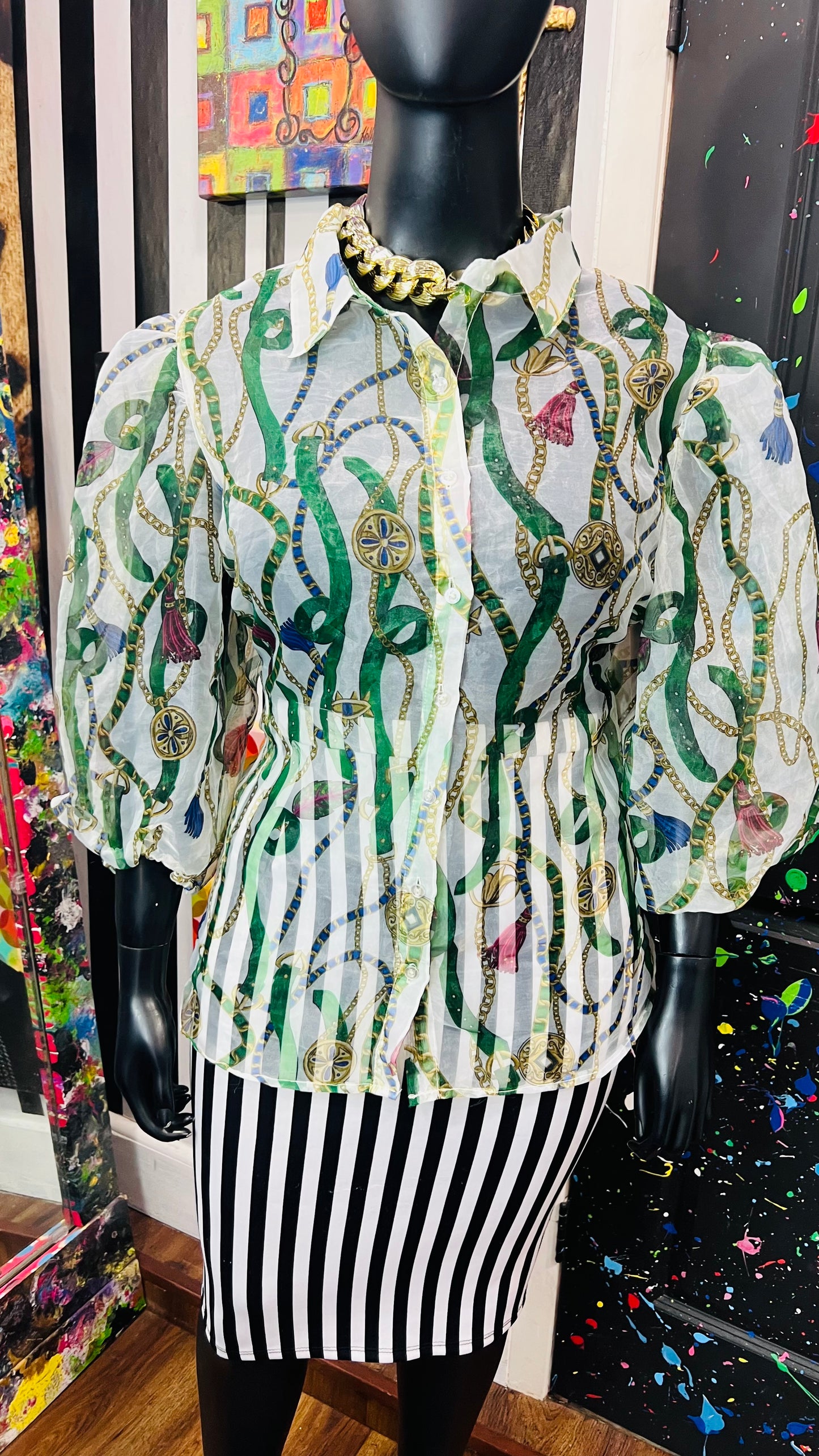 Vintage Inspired Sheer Ashley Stewart Blouse (22)