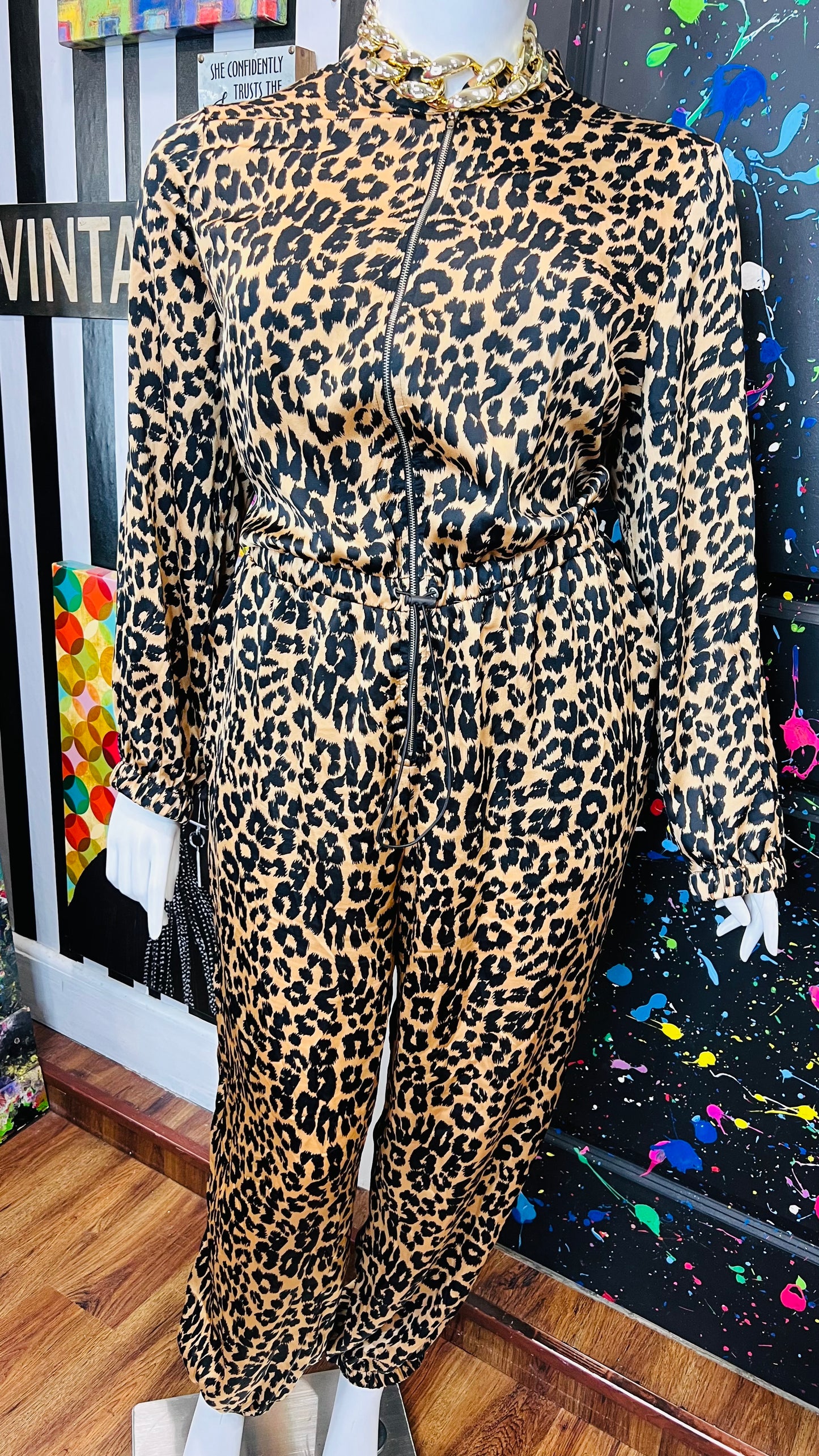 Leopard Print Satin Jumpsuit (20/22)
