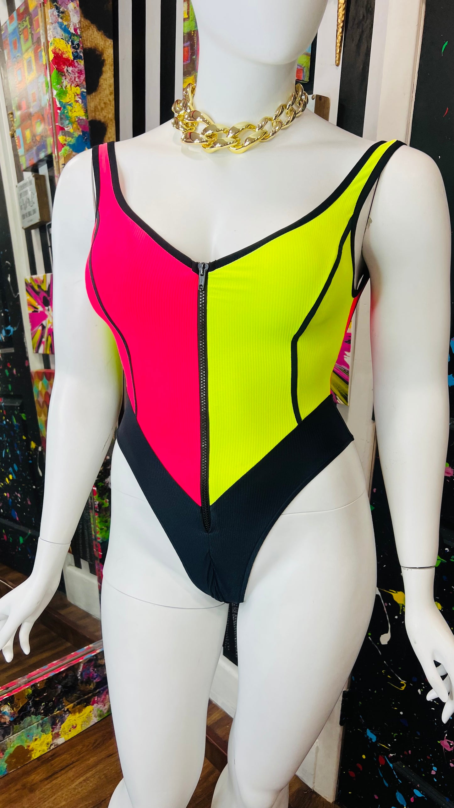 Vintage Black & Neon Swimsuit (12)