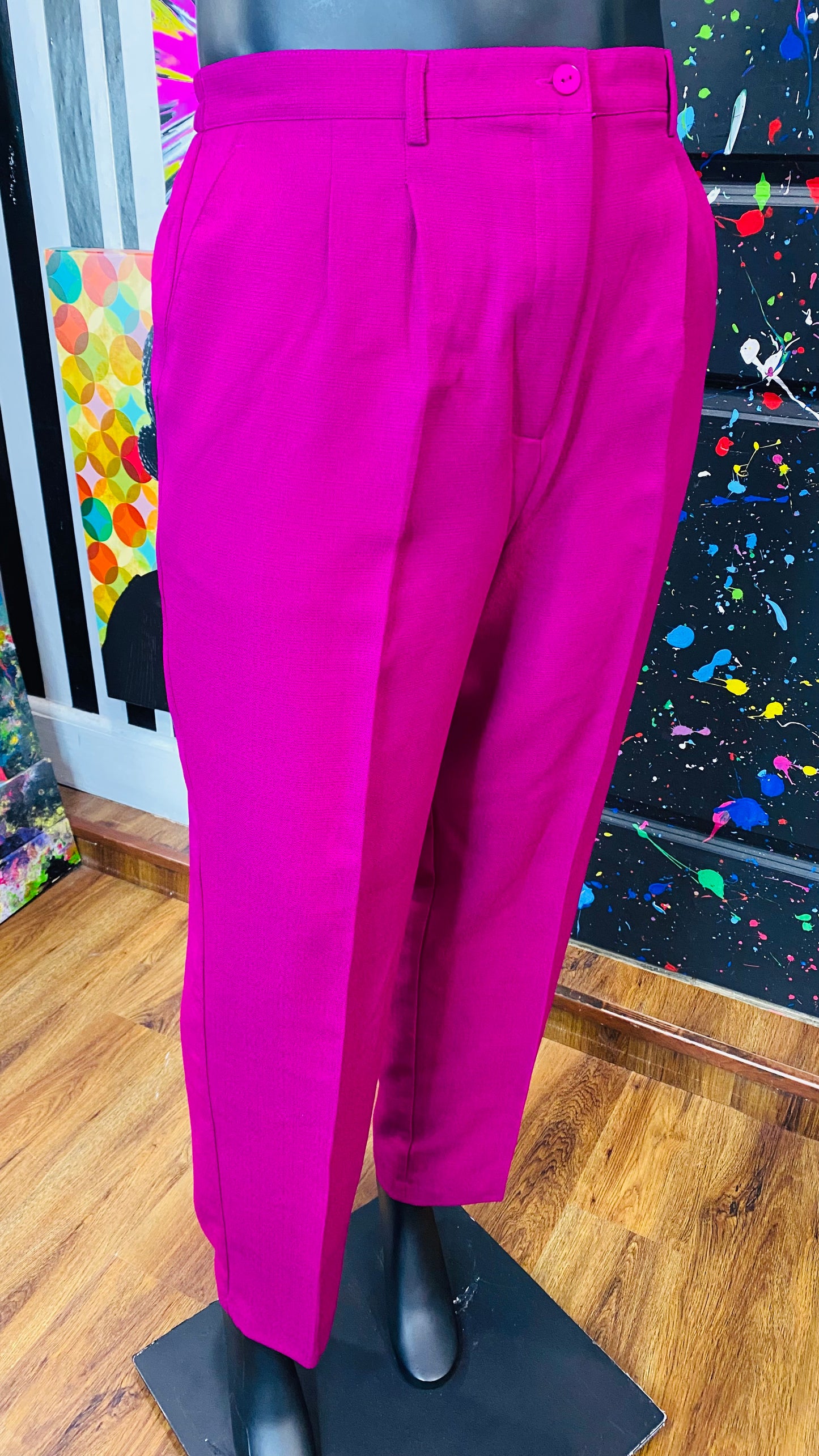 Vintage Solid Pink Pants Suit (18)