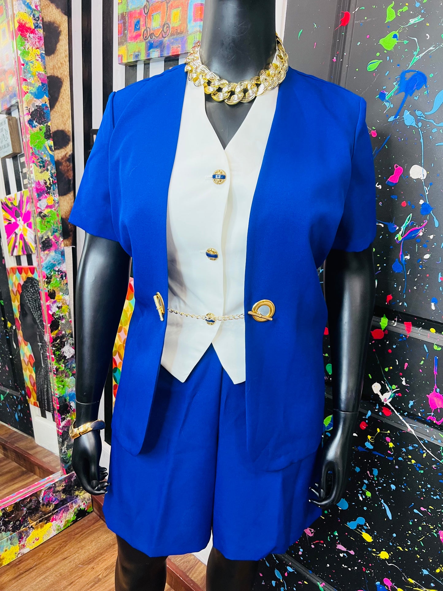 Vintage Blue & White Shorts Suit - DeadStock-New w/Tags (18)