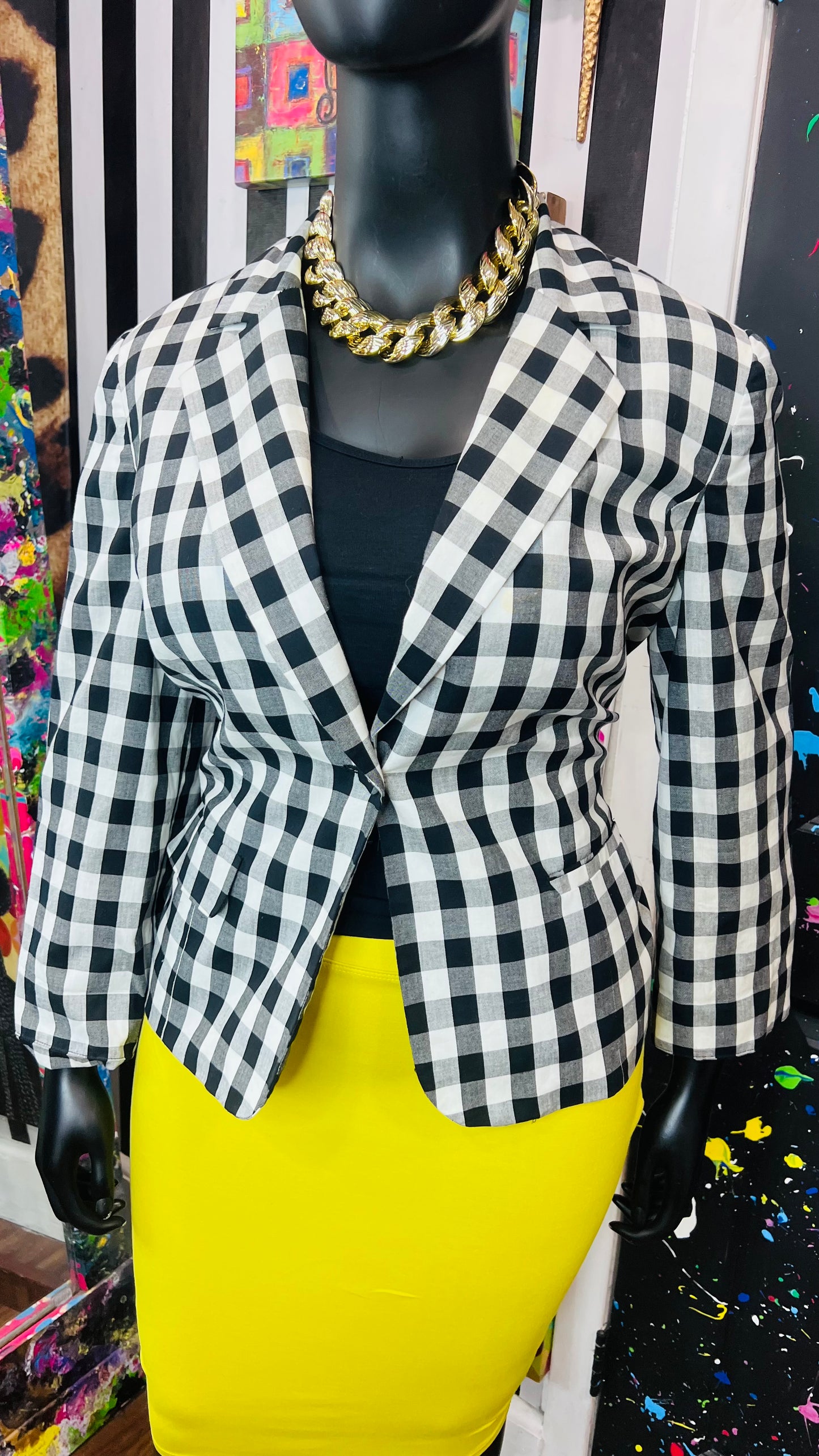 Vintage Checkered Black & White Blazer (18)