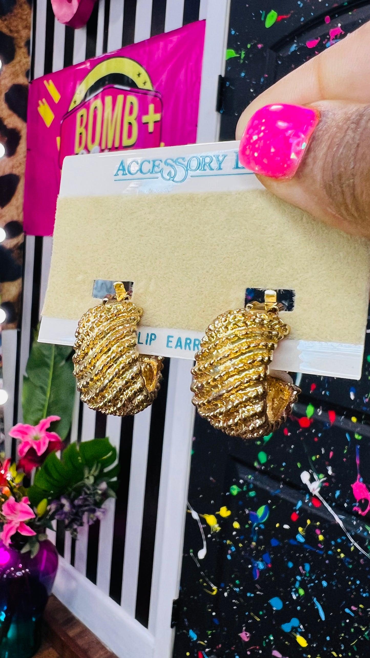 Vintage Gold Hoops (Metal) Clip On Earrings