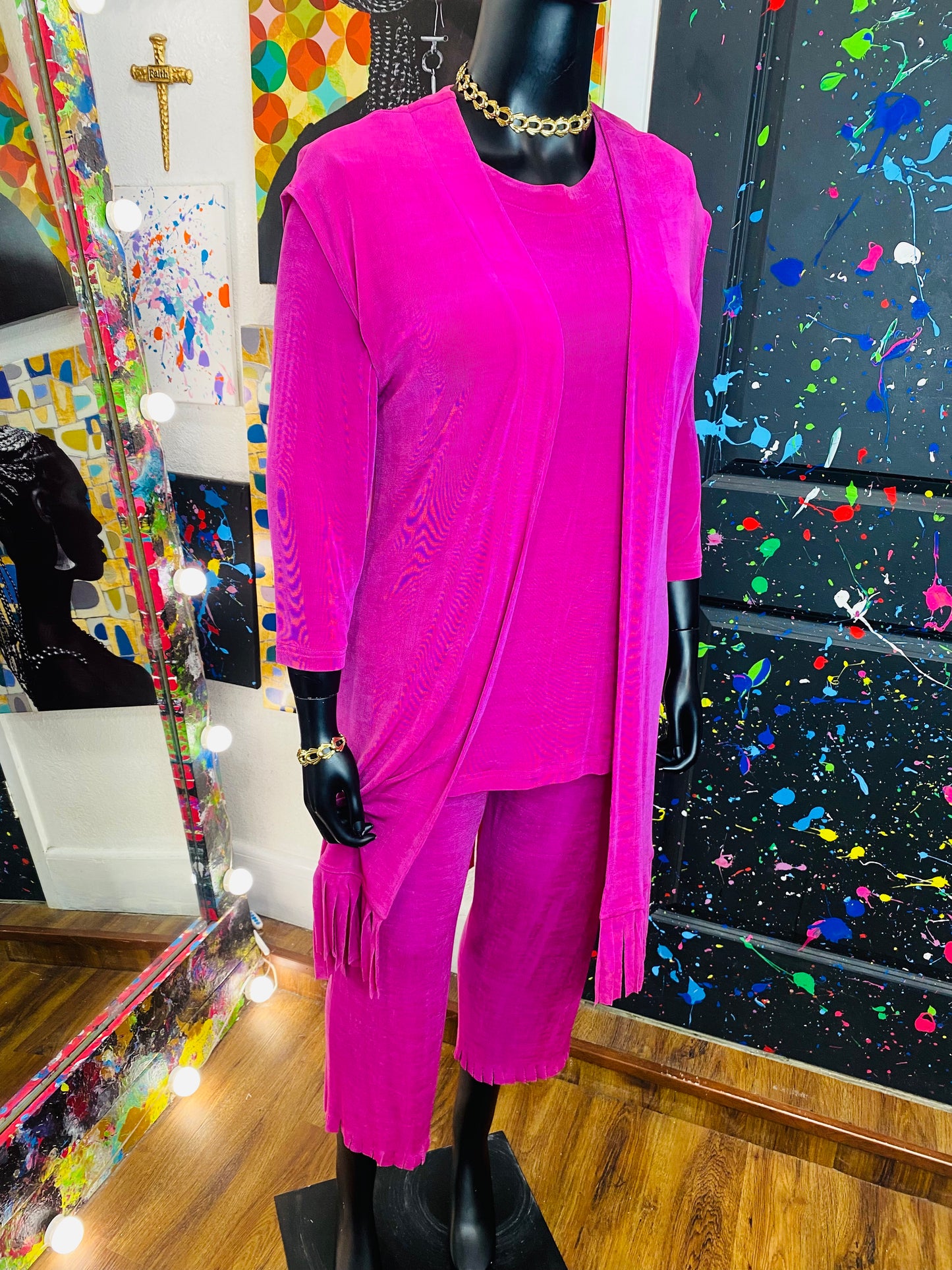 Vintage 3pc Pink Gaucho Set