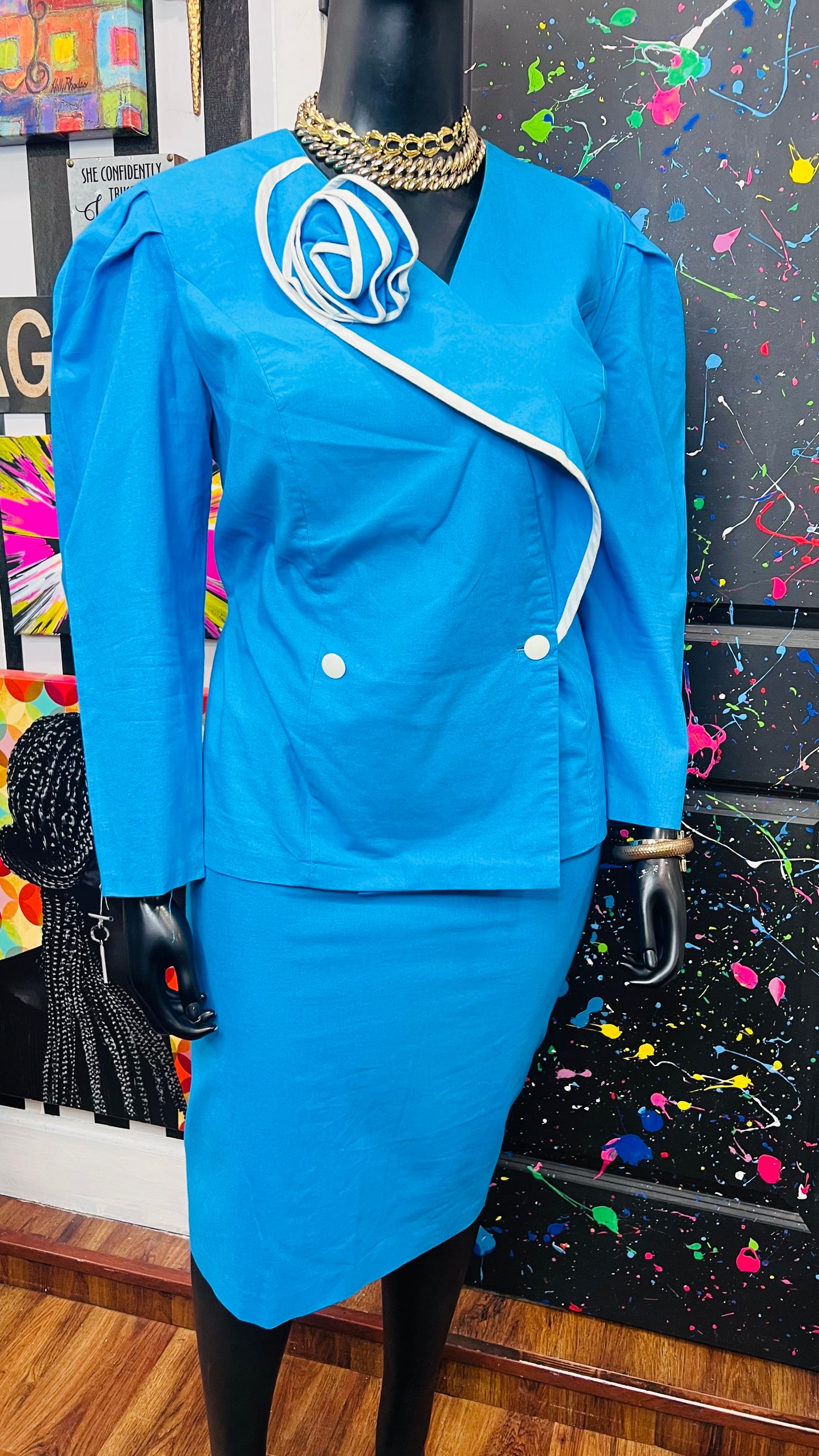Vintage Blue Skirt Set (18W)