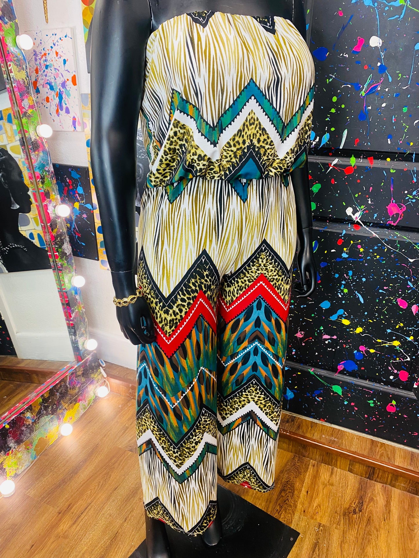 Vintage African Print Romper (Pants )