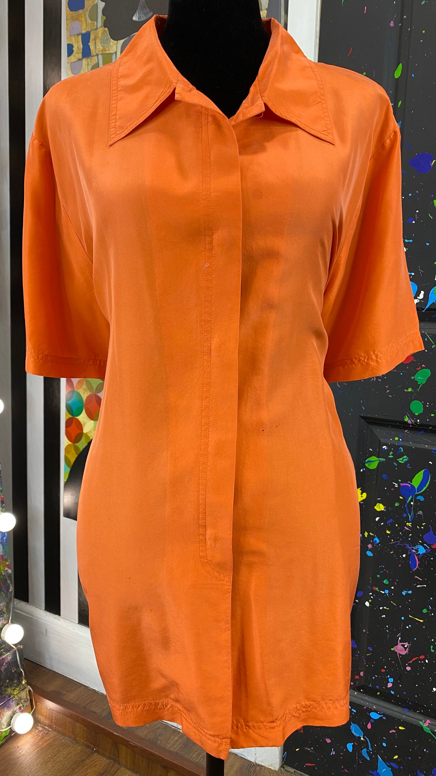 Vintage Orange Short Sleeve Blouse