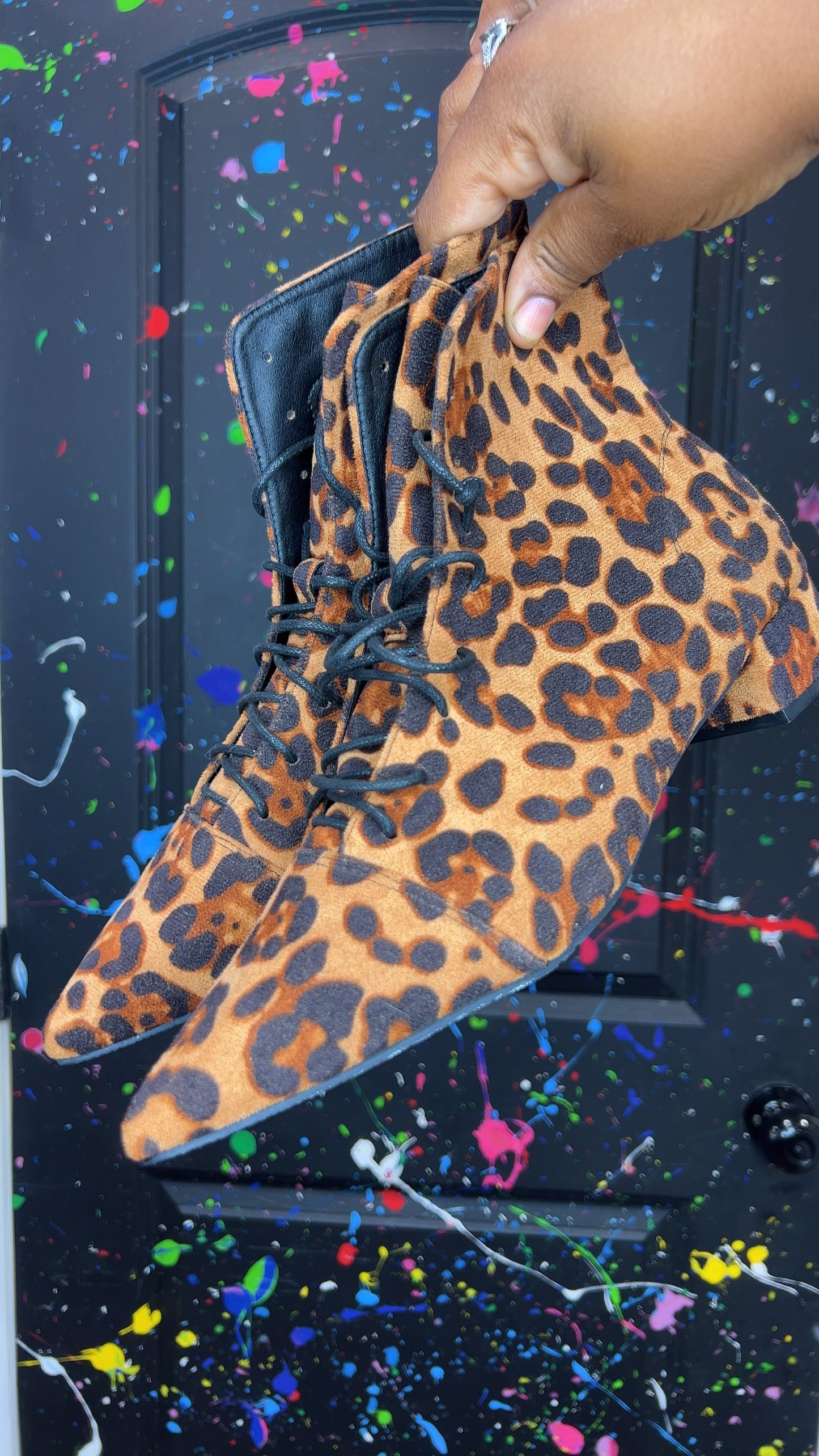 Cheetah Print Lace Up Boots (11)