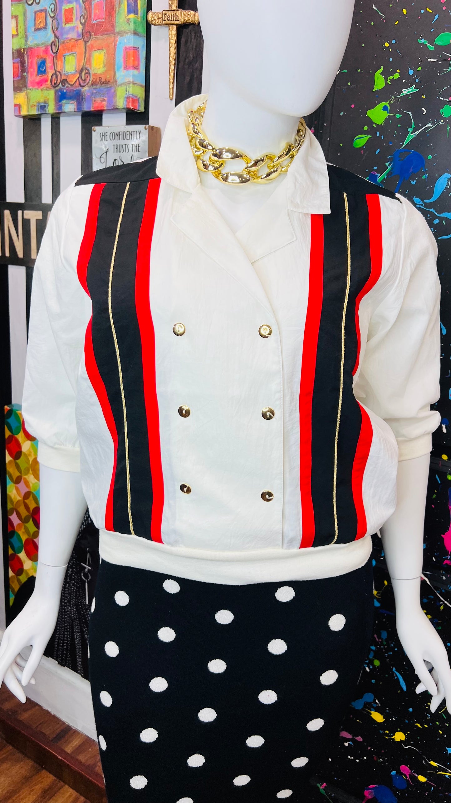 Vintage Red, Black Gold & Blouse (16)