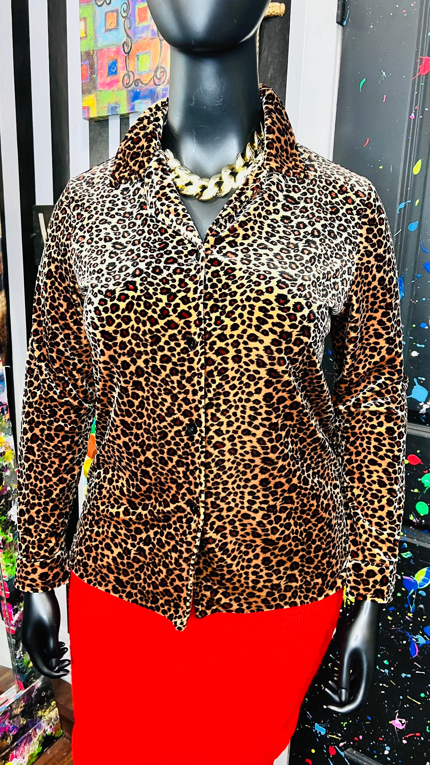 Vintage Velour Animal Print Blouse (14)
