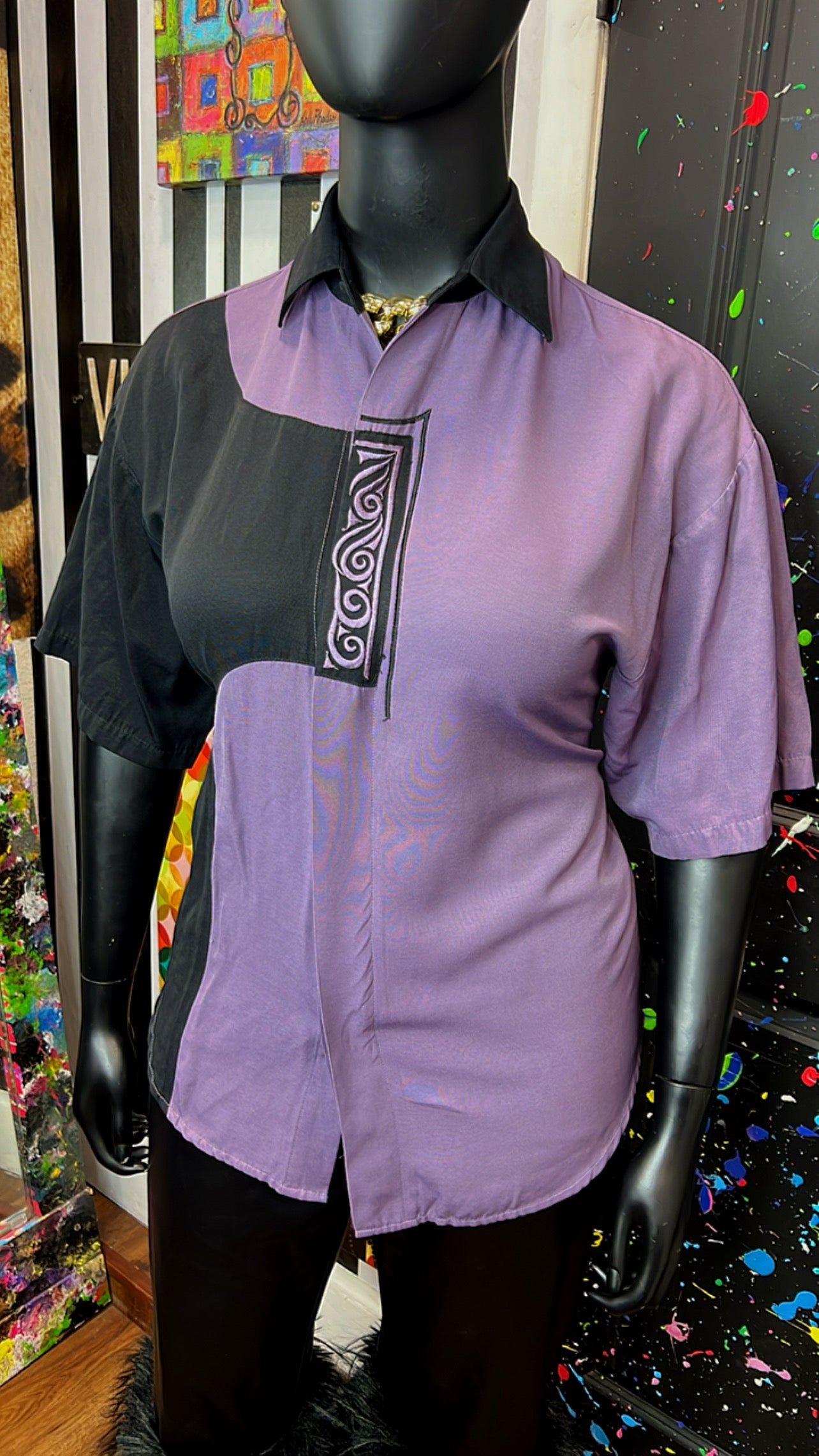 Vintage Purple & Black 90’s Blouse (14)
