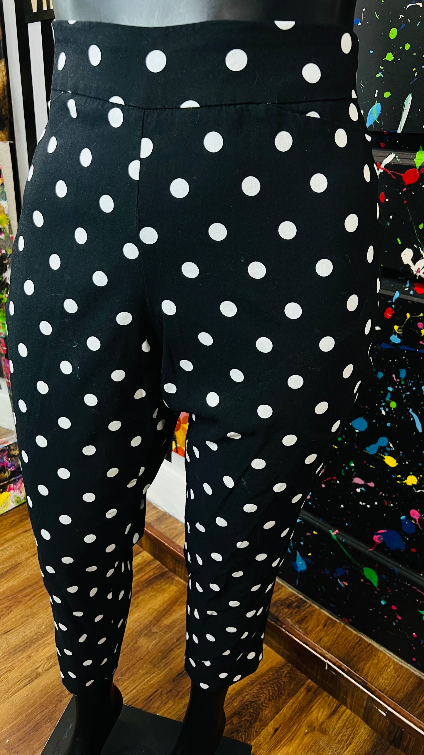 Black & White Polka Dot Stretch Pants (20W)