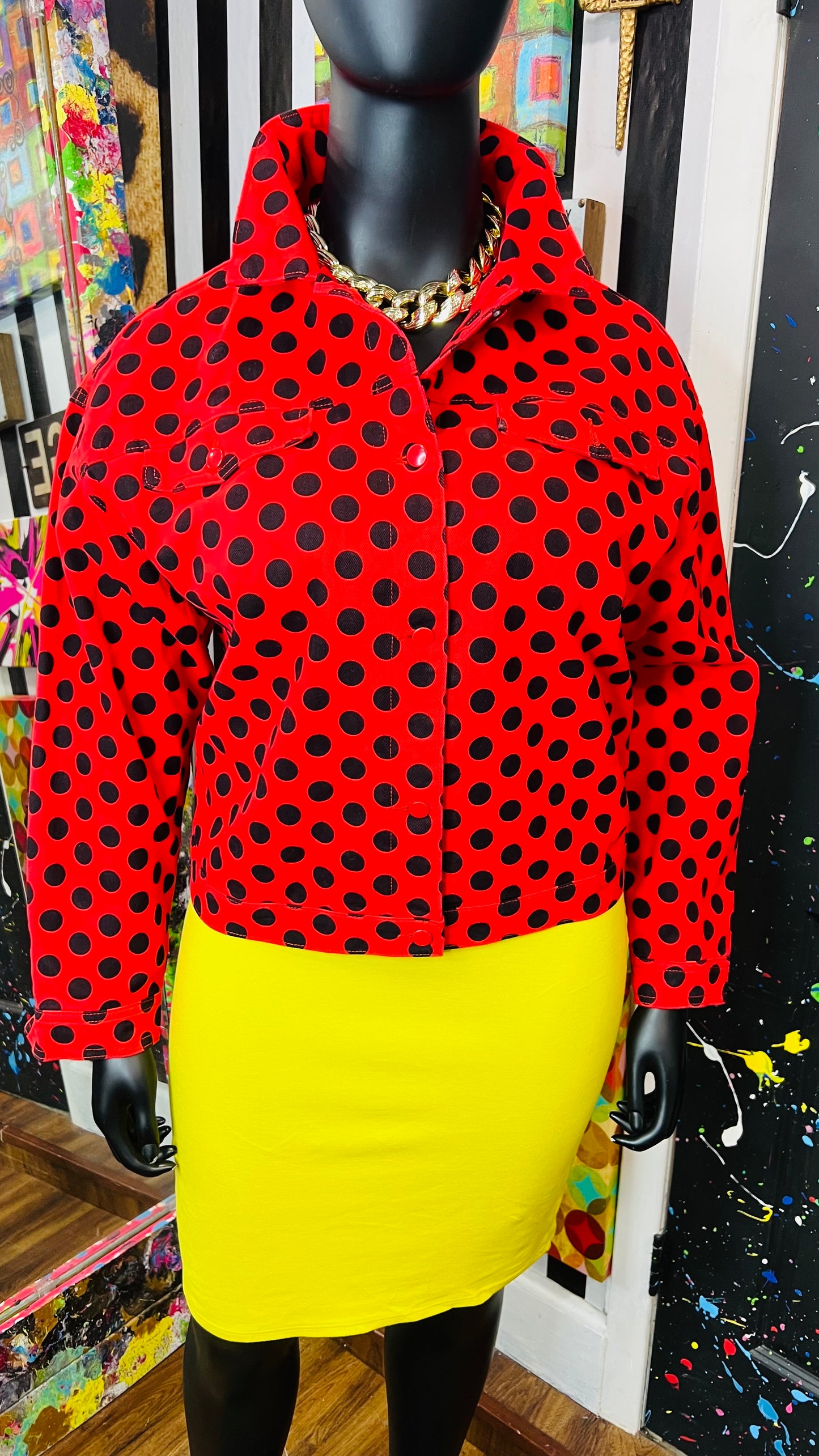 Minnie Mouse Denim Red & Black Polka Dot Jacket - New w/Tags (22)