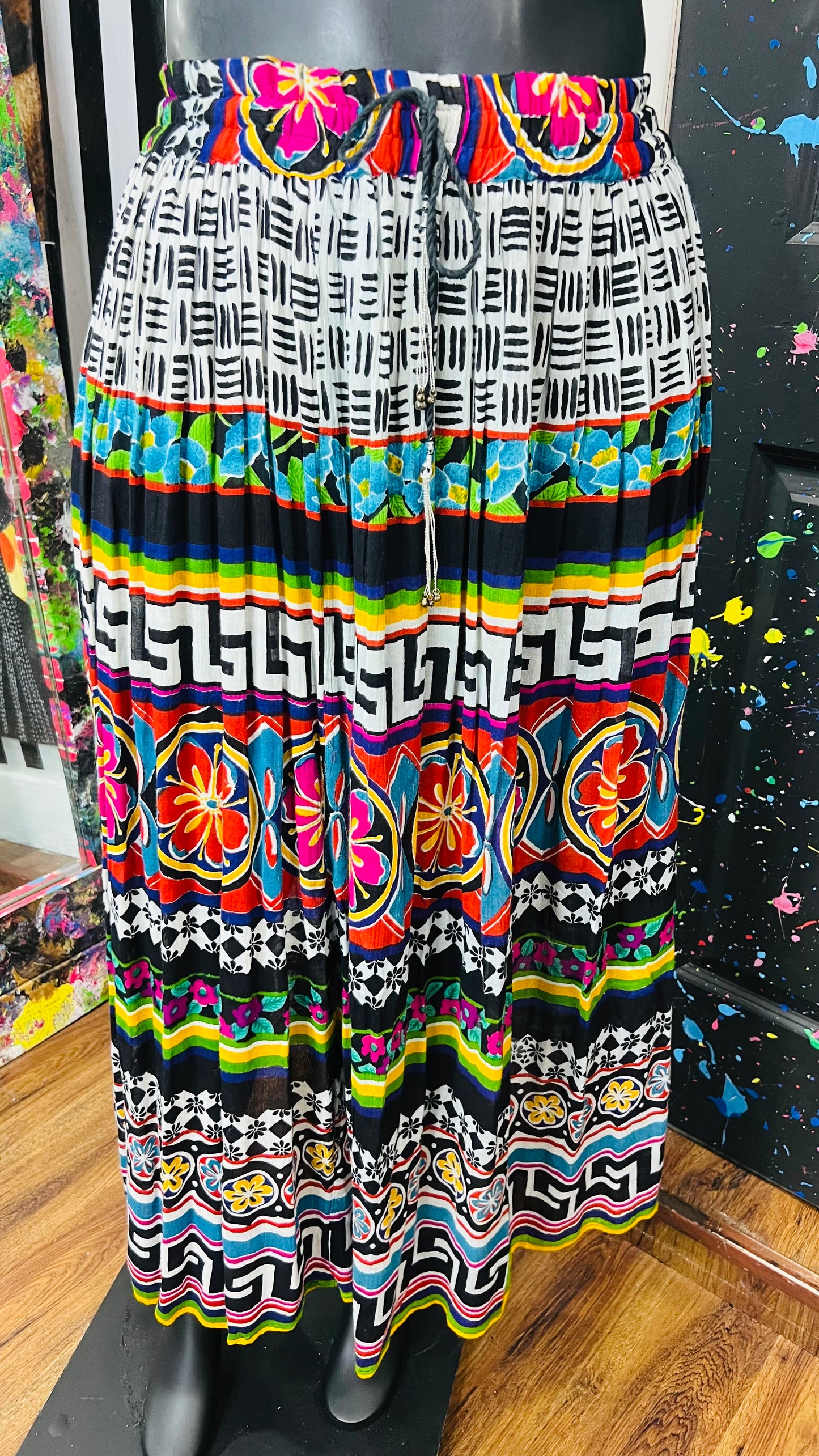 Vintage Rayon Tribal Print Skirt (18)