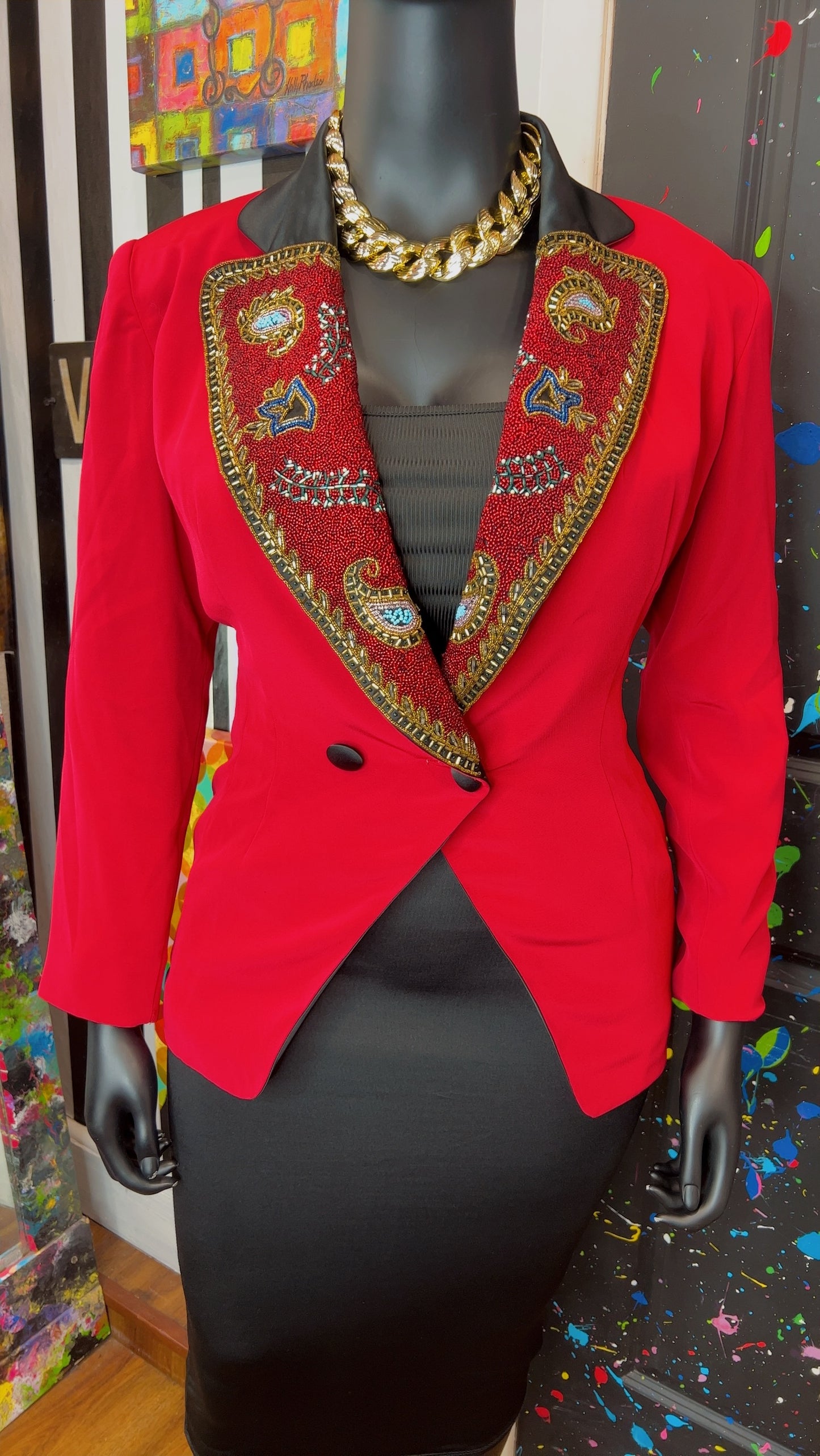 Vintage Fabrice Silhouette Sequin Blazer (12)