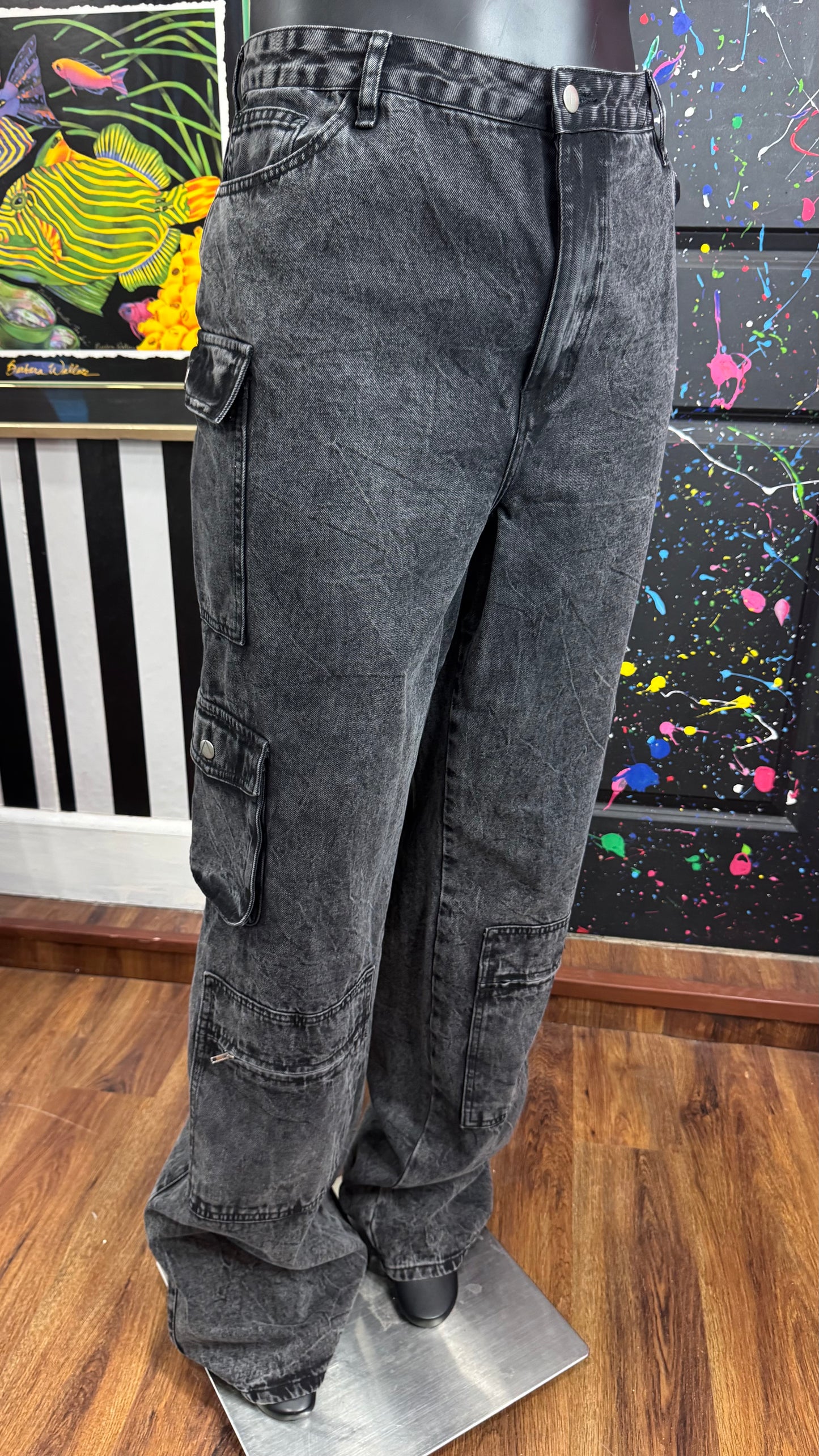 Oversized Black Cargo Jeans (18)