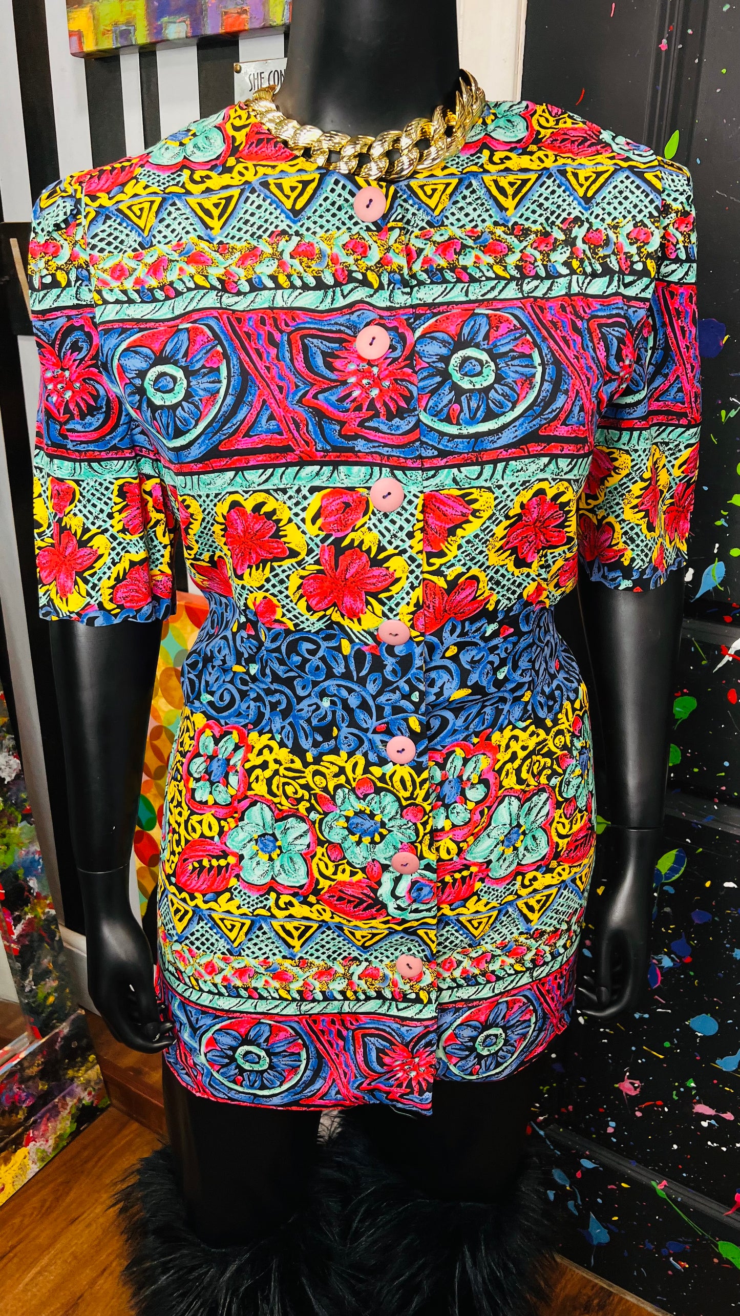 Vintage Abstract Blazer Blouse (16)