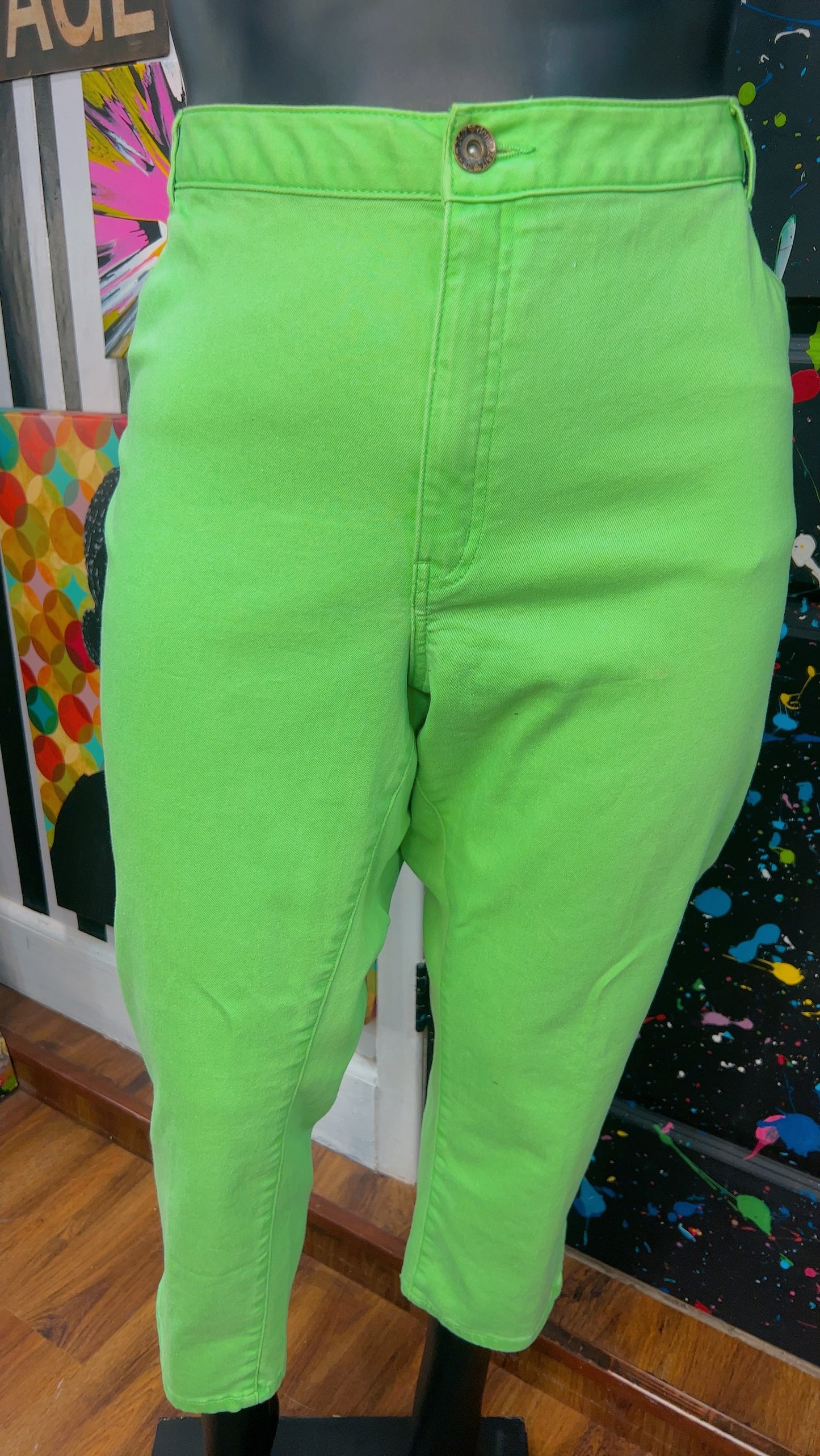 Vintage Green Jeans -Does Stretch (24W)