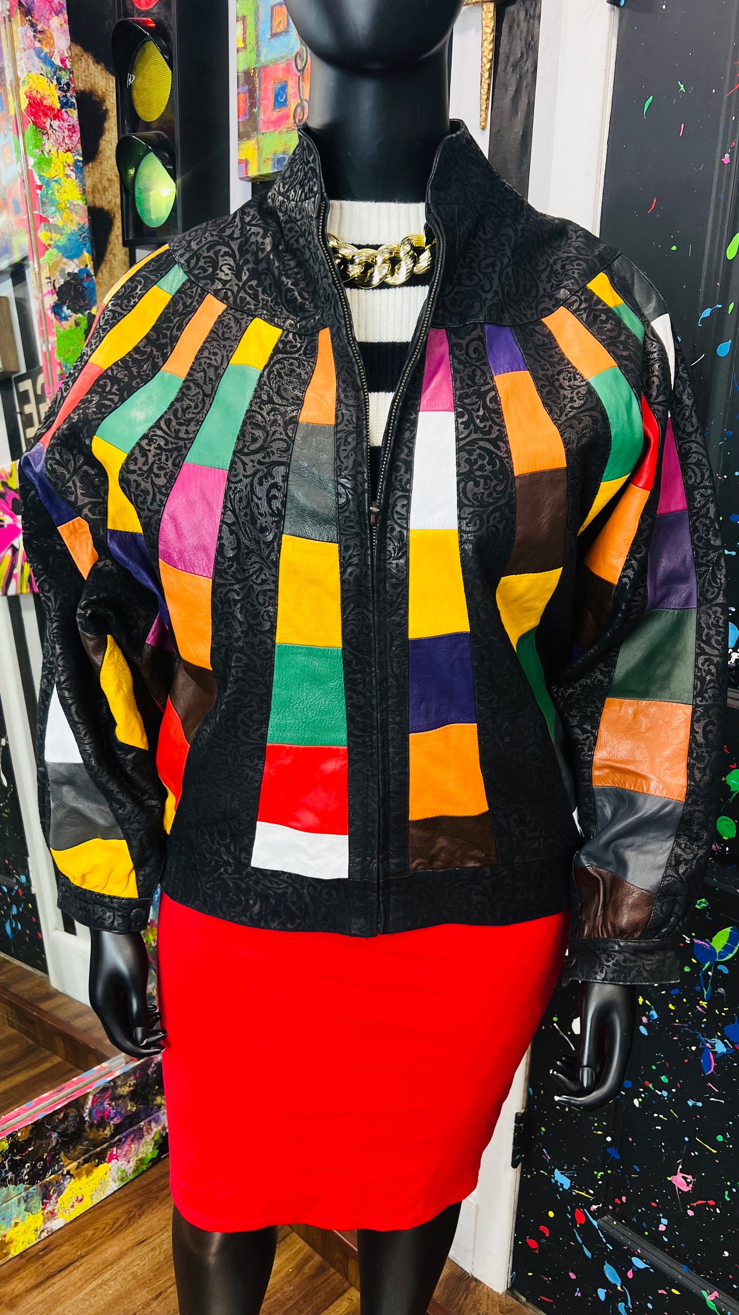 Vintage Genuine Leather & Suede Leather Jacket (OS)
